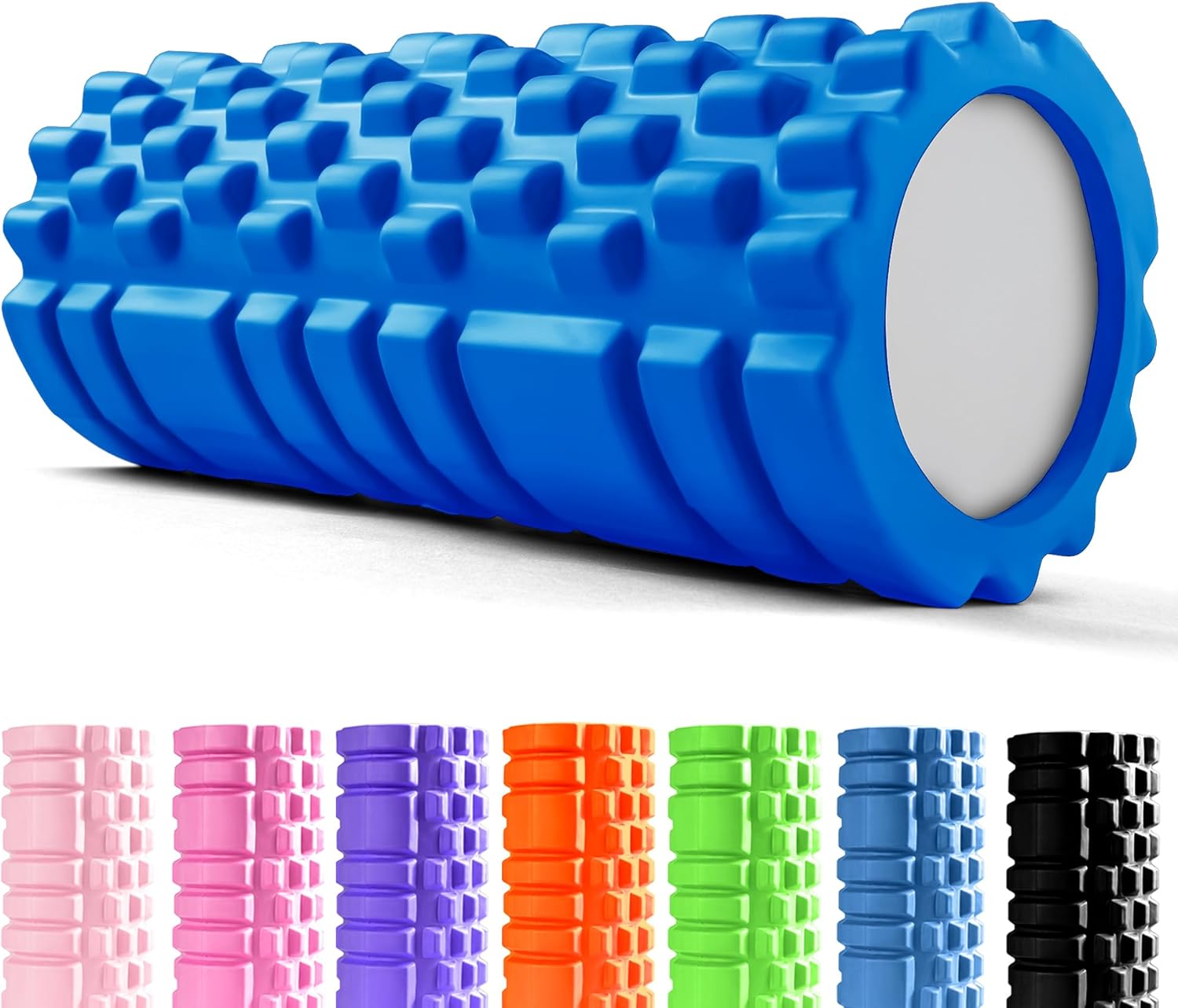 unycos - Rodillo para Masajes Musculares【33x14 cm】Resiste 130 kg | Cilindro de Espuma Dura para Fitness, Terapia con Foam Roller | Automasaje para Recuperación y Flexibilidad (Azul Oscuro)