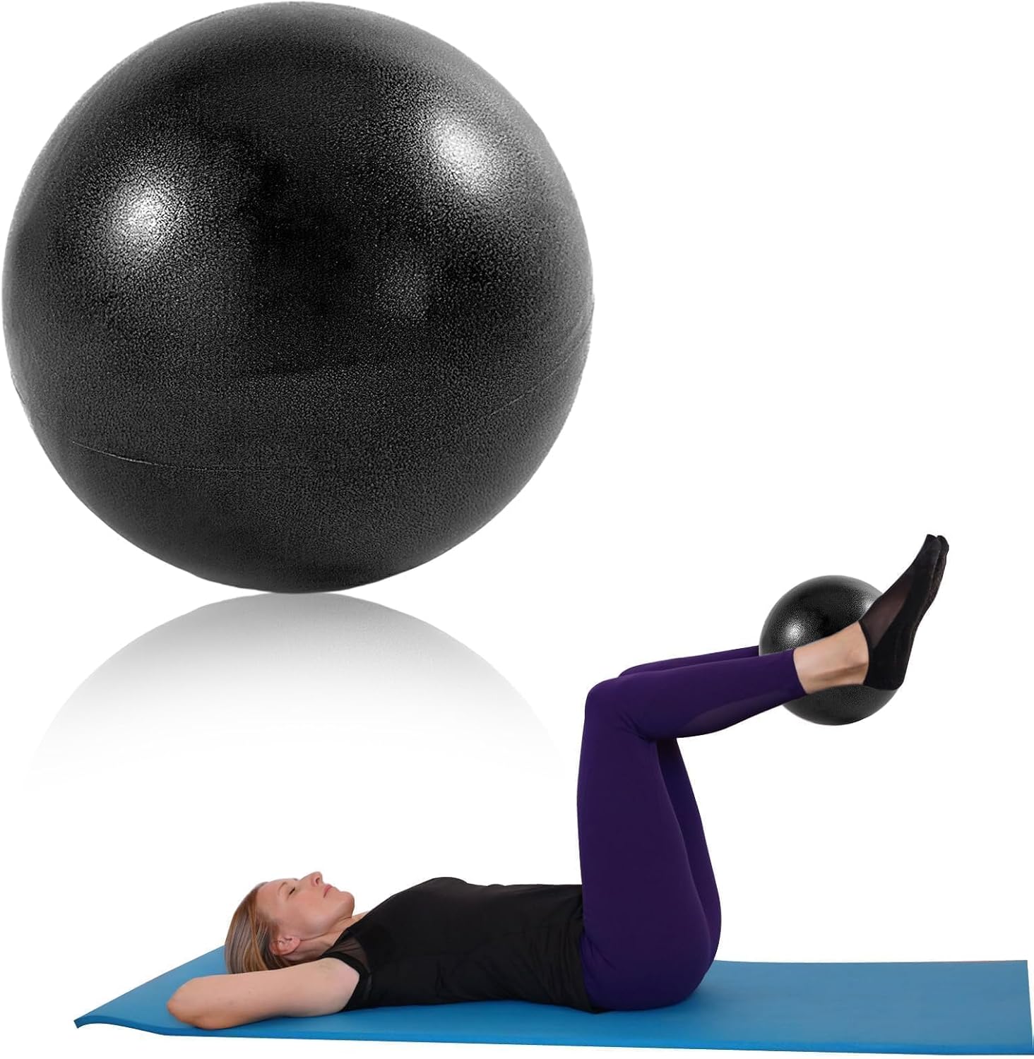 Pelota de pilates suave de 9 pulgadas, pequeña pelota de ejercicio con popote inflable, antiexplosión, antideslizante, de PVC, mini pelota de gimnasio para yoga, pilates, barra, terapia física