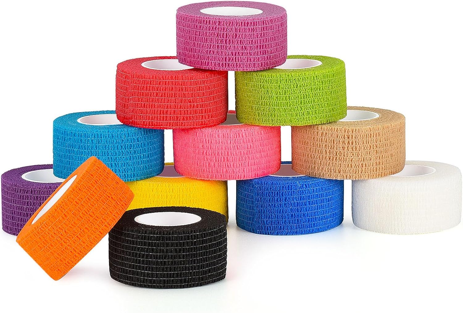 12 Rollos Banda Venda Cinta Tape Crossfit 2,5 cm x 4,5 m Venda Cohesiva Autoadhesivas Proteger los Dedos Vendaje Cohesivo Venda Elastica Deportiva Bendaje Adhesiva para Deportes Mano Brazo Pie