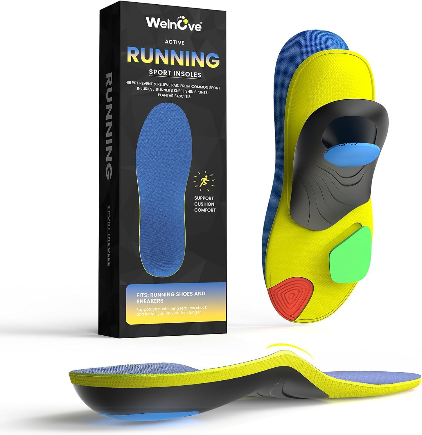 Plantillas ortopédicas de alto rendimiento, plantillas deportivas con soporte de arco para correr, senderismo y entrenamiento, plantillas para fascitis plantar para hombres XL 43-46