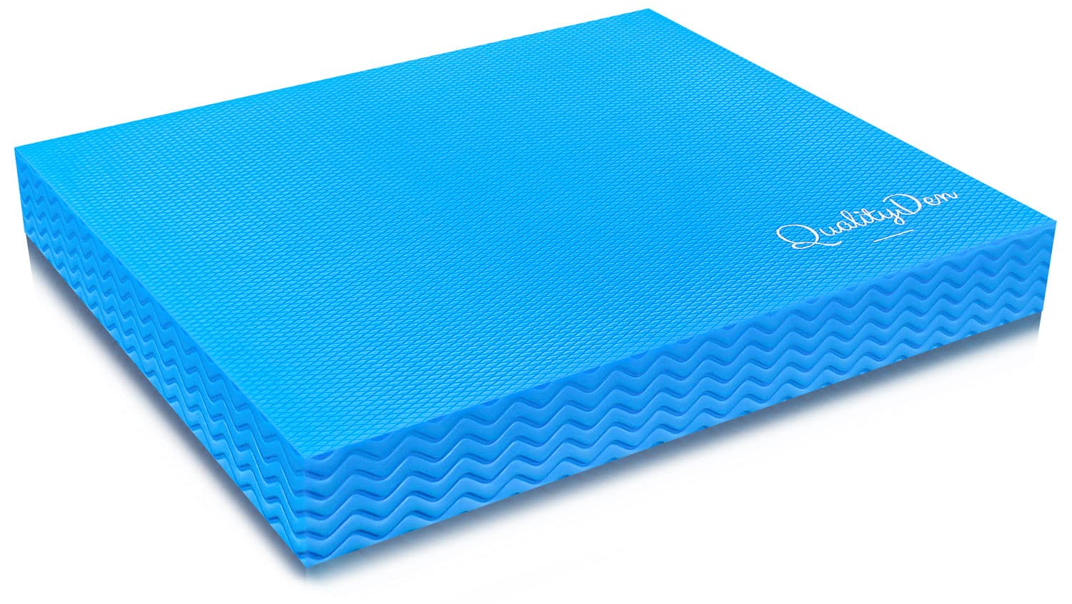 Almohadilla de equilibrio de QualityDen, color azul, de espuma suave, antideslizante, ayuda a fortalecer los músculos profundos (idioma español no garantizado).
