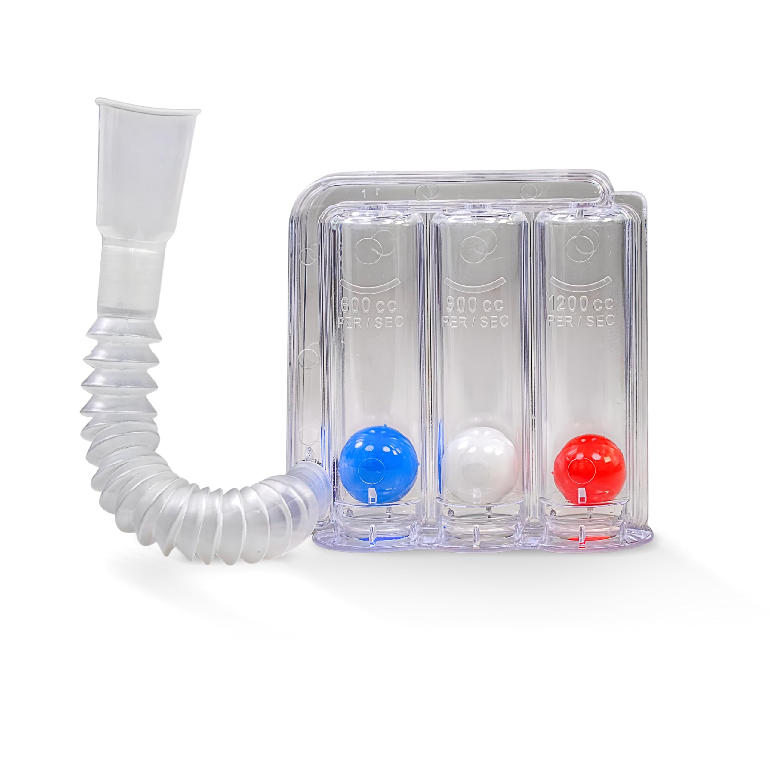 Mobiclinic, Ejercitador respiratorio, Pulmonar, Espirómetro, Equipo de terapia y educación respiratoria, Marcado ce, Fortalece mejora la respiración, 3 cámaras, Transparente