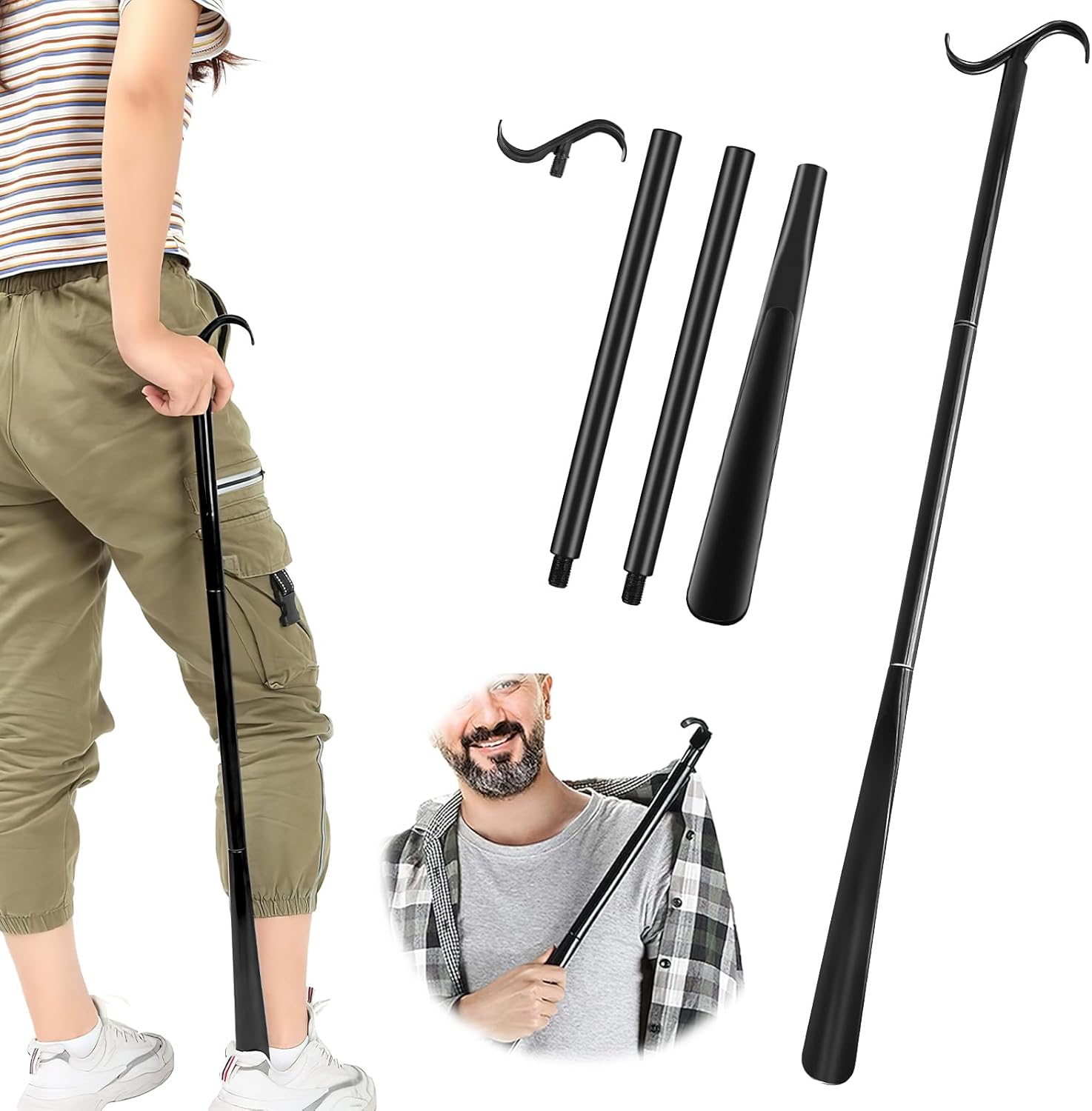 Calzador De Zapatos Largo Calzador 90 cm Aleación de Aluminio, Para Hombres Mujeres Niños y Mayores