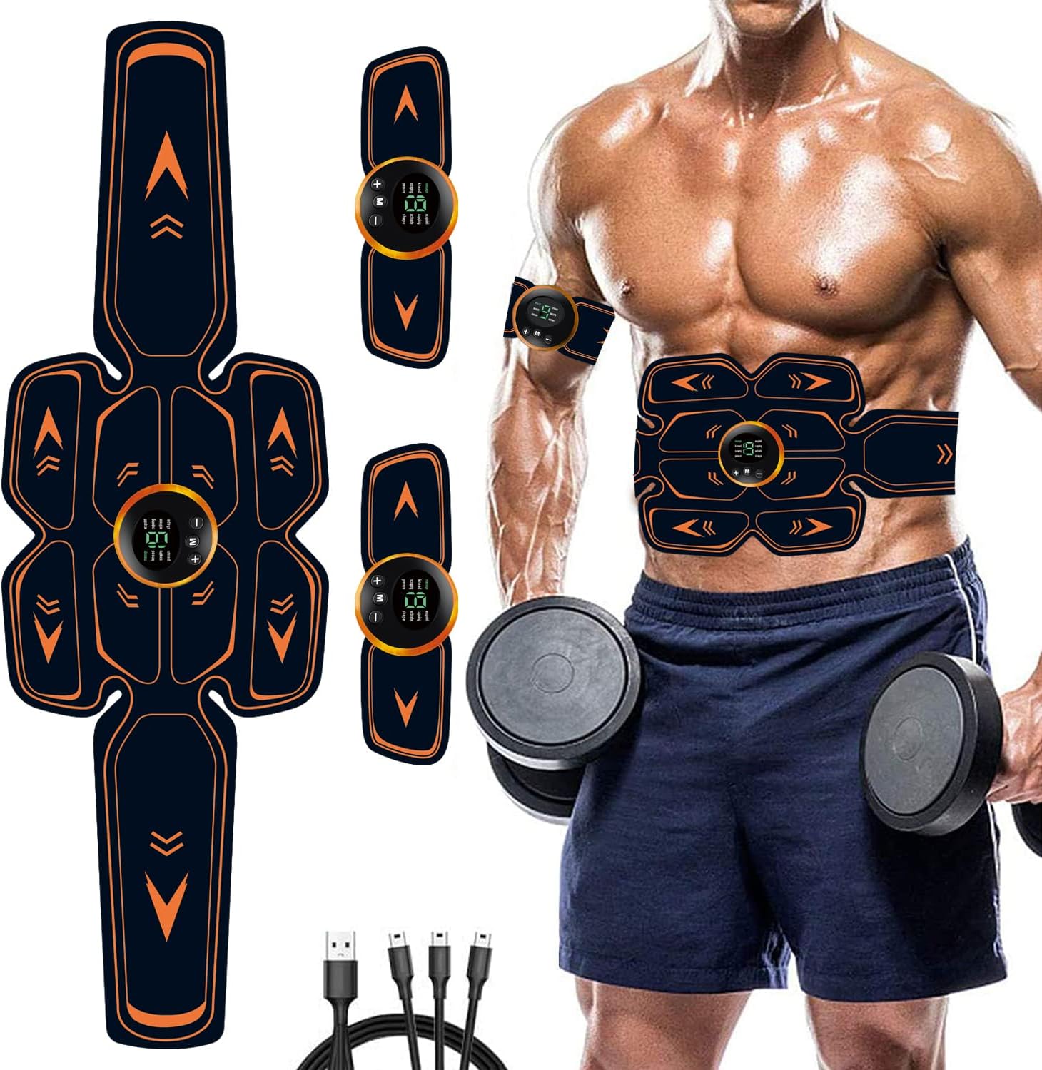 AILEDA Electroestimulador Muscular Abdominales, ABS Muscular Abdominales Cinturón, USB Recargable Electroestimulador Cuerpo Completo AB/Brazo/Pierna/Gluteos Electroestimulador