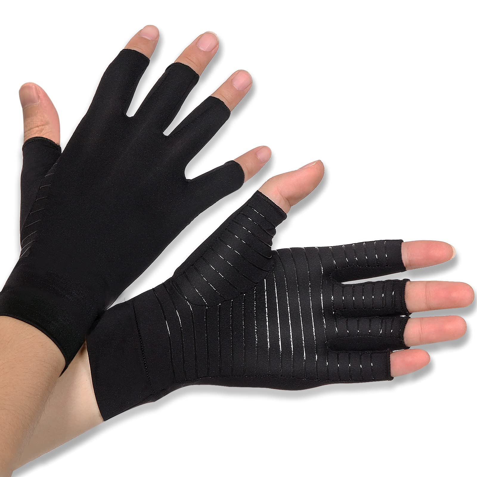 Guantes de artrosis con cobre,guantes de artritis guantes de compresión para hombres y mujeres, alivio del dolor y calor (S)