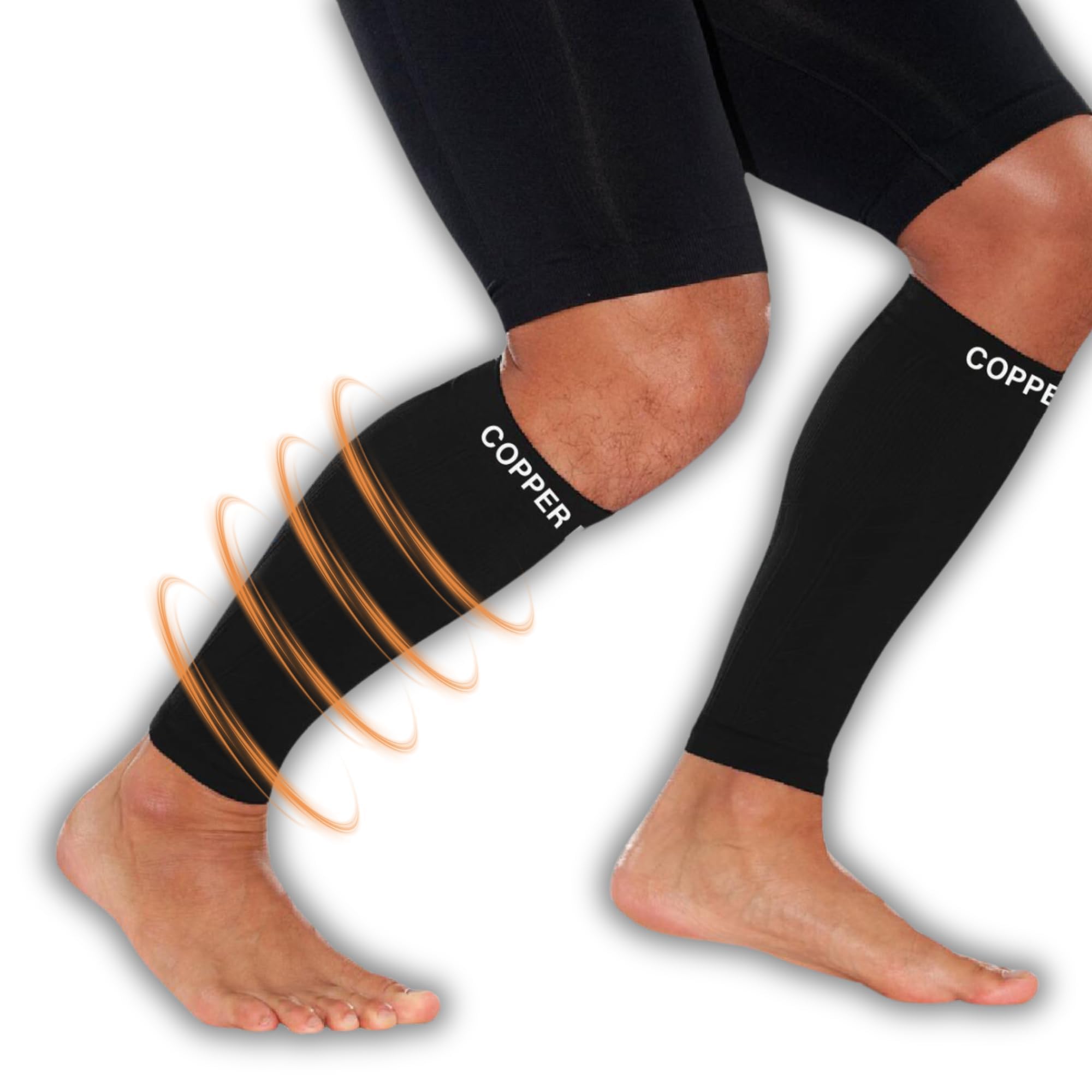 Mangas Compresión con COBRE para PANTORRILLAS COPEER HEAL (1 par) Ideal Ejercicio Recuperación deportiva Dolores Musculares (XL)
