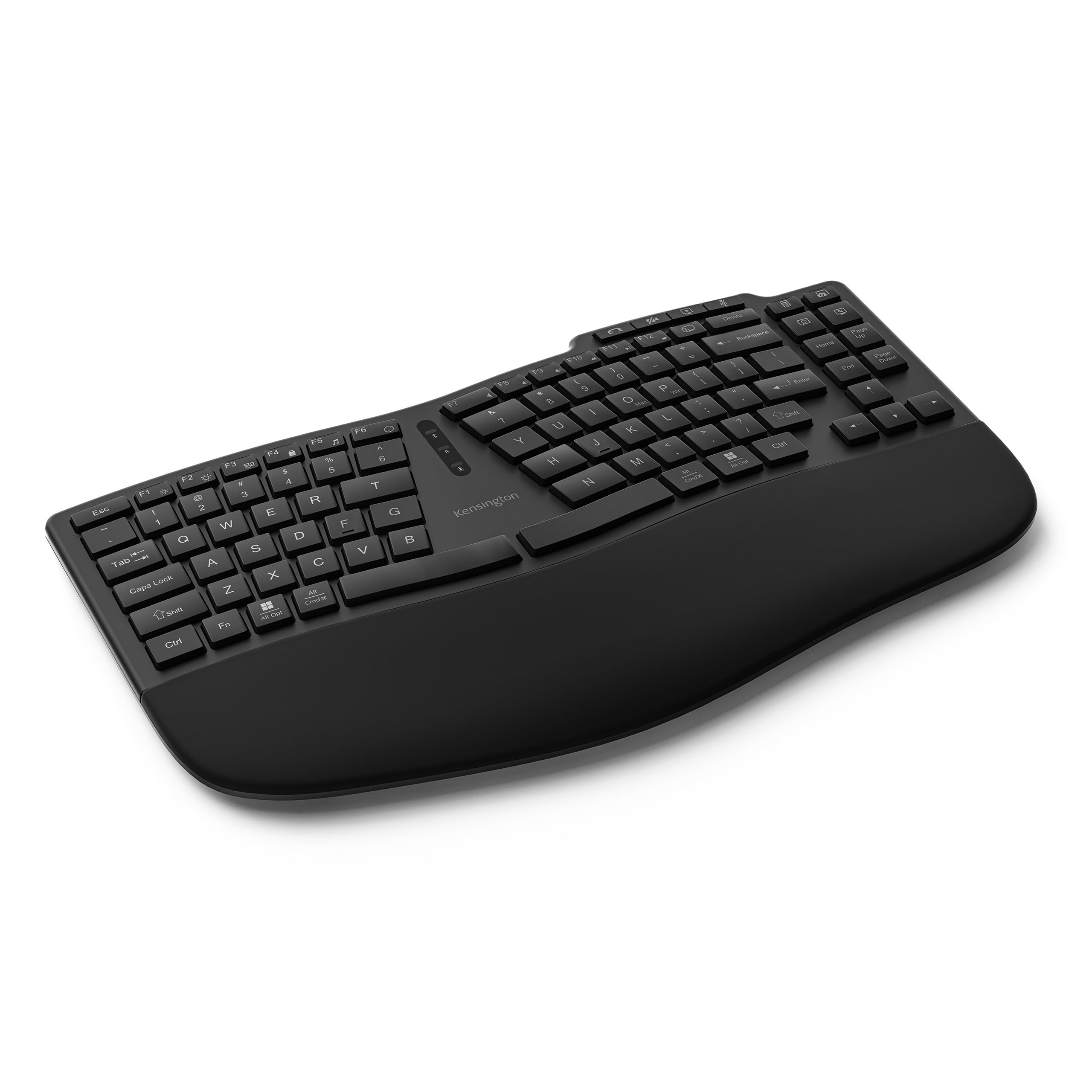 Kensington K75491ES - Teclado TKL Pro Fit Ergo KB675 EQ Recargable Inalámbrico 2.4GHz, Bluetooth, Compatible con Windows y macOS, Compuesto por un 43% de Plástico Reciclado Posconsumo