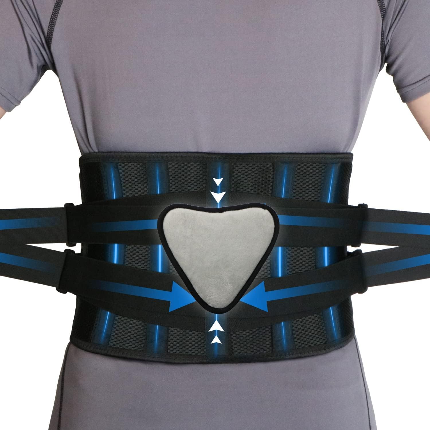 Faja Lumbar para Espalda, Cinturón de Soporte Lumbar, Apoyo Lumbar con Fuertes Tirantes de Doble Banda, para Hombre y Mujer Prevenir Lesiones, Hernia de Disco, Escoliosis