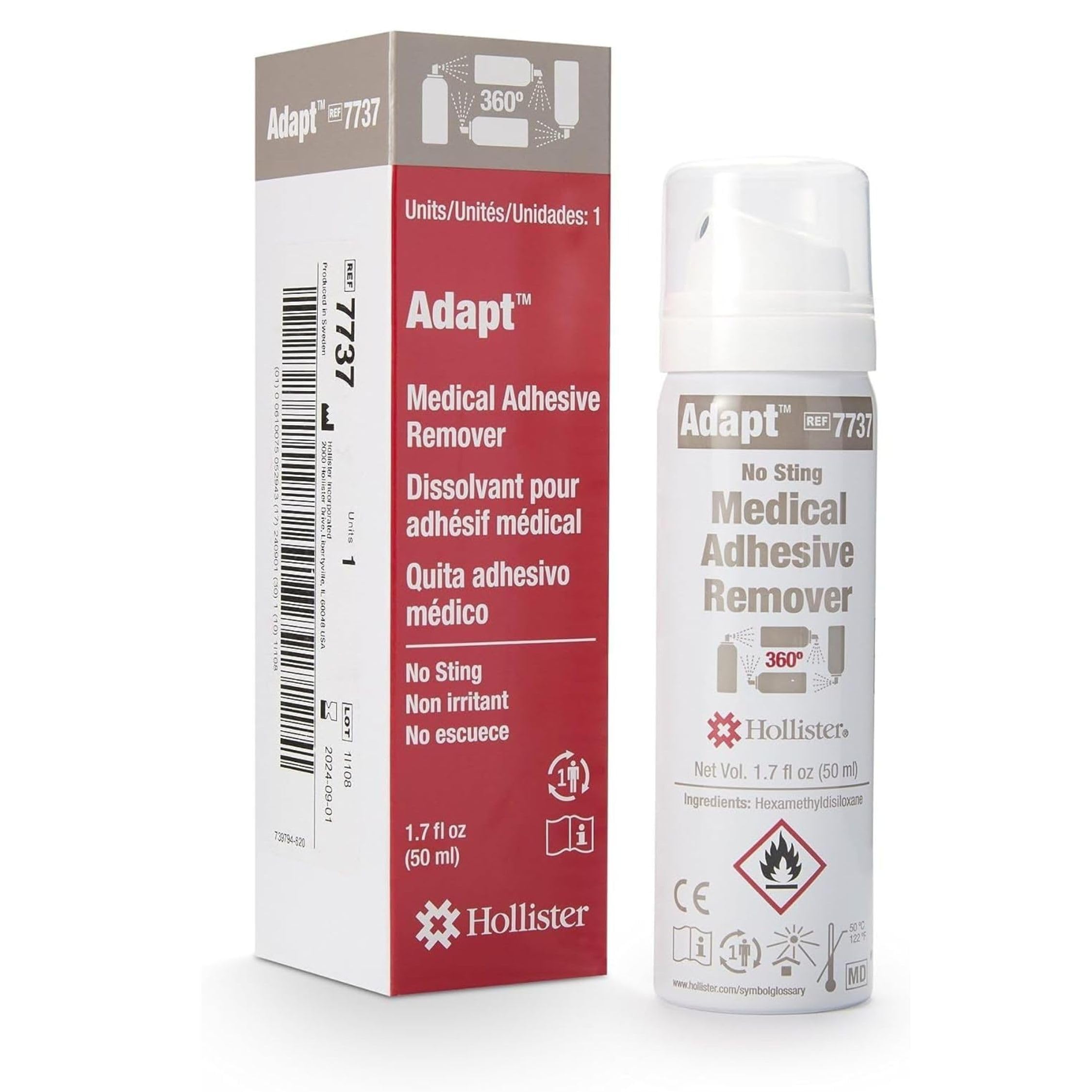 Hollister Adapt - Removedor de adhesivos médicos, sin picadura, 360 ° spray 1.7 oz