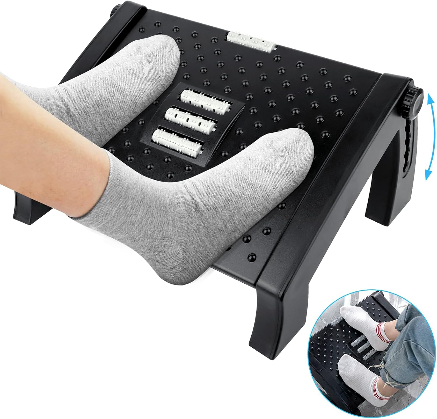 VFANDV Reposapies de Oficina, Reposa pies Reposa pies Reposapies Escritorio Reposapiés Ajustable en 6 Niveles, Reposapiés Ergonómico para Oficina, Hogar, Viajes, Negro