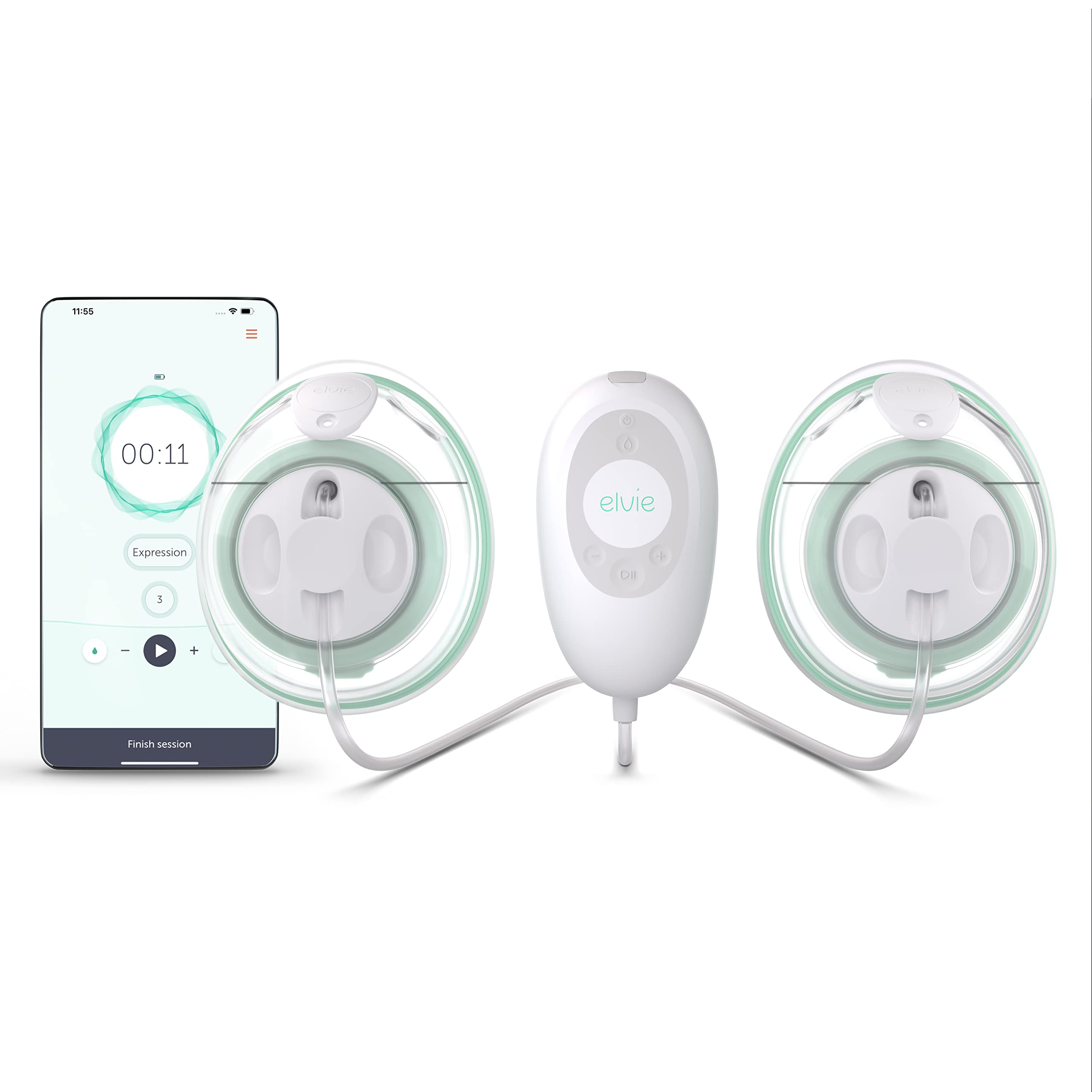 Elvie Stride (Doble) - Sacaleches eléctrico, cómodo y manos libres, con 2 modos y 150 ml de capacidad por recipiente - Extractor de leche, de uso hospitalario, de alta succión y con app controlada.