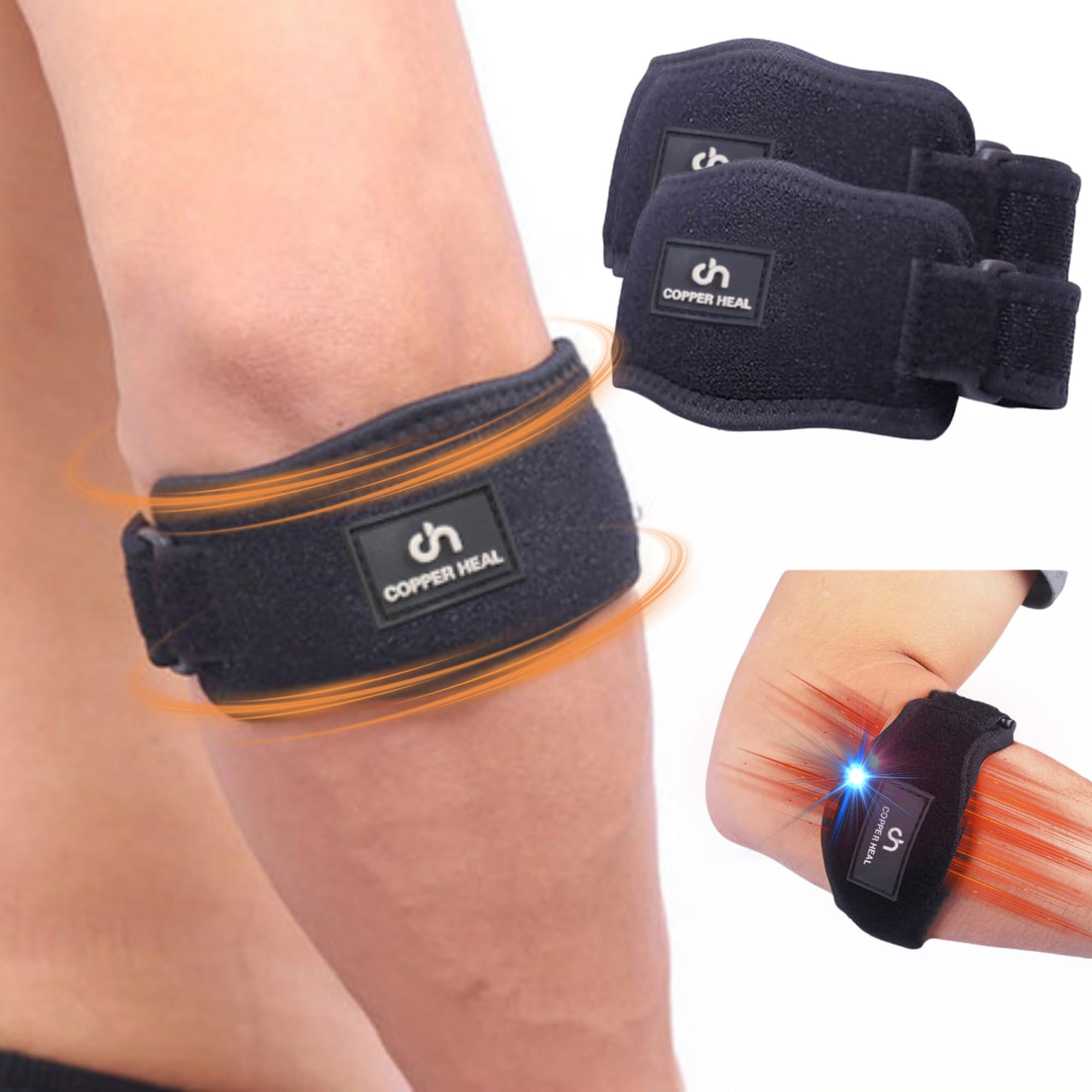 COPPER HEAL Codera Deportiva Adjustable - Soporte Antebrazo Recuperación medica Codo Tenista Epicondilitis Lateral crossfit Sport Coderas padel tendinitis Tenis baloncesto Golf elbow support