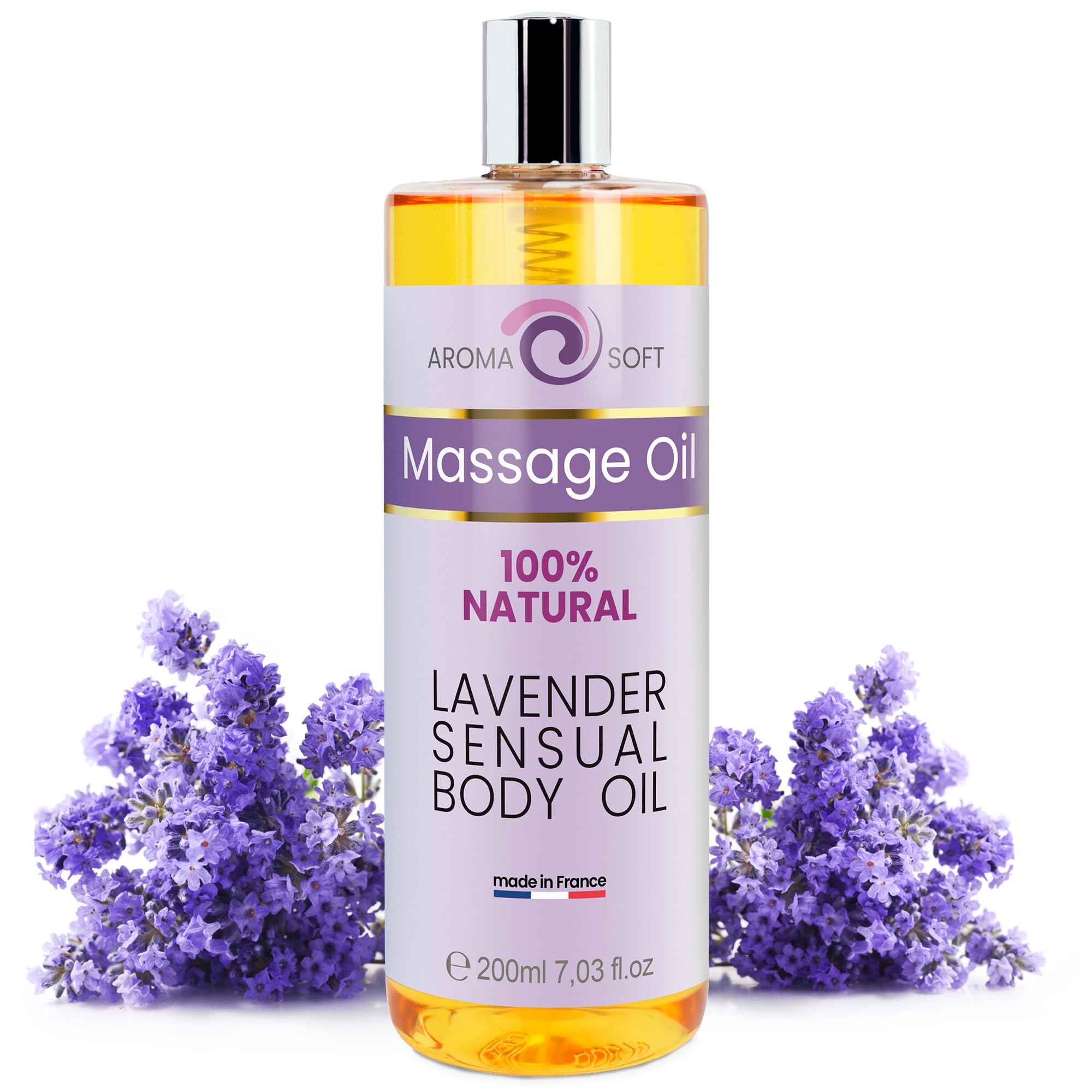 bleu & marine Bretania - Aceite de Masaje Natural 100% | Aromaterapia y Relajación | Hidratante y Portador | Ideal Después del Baño | Apto para Todo Tipo de Masajes Corporales, 200 ml