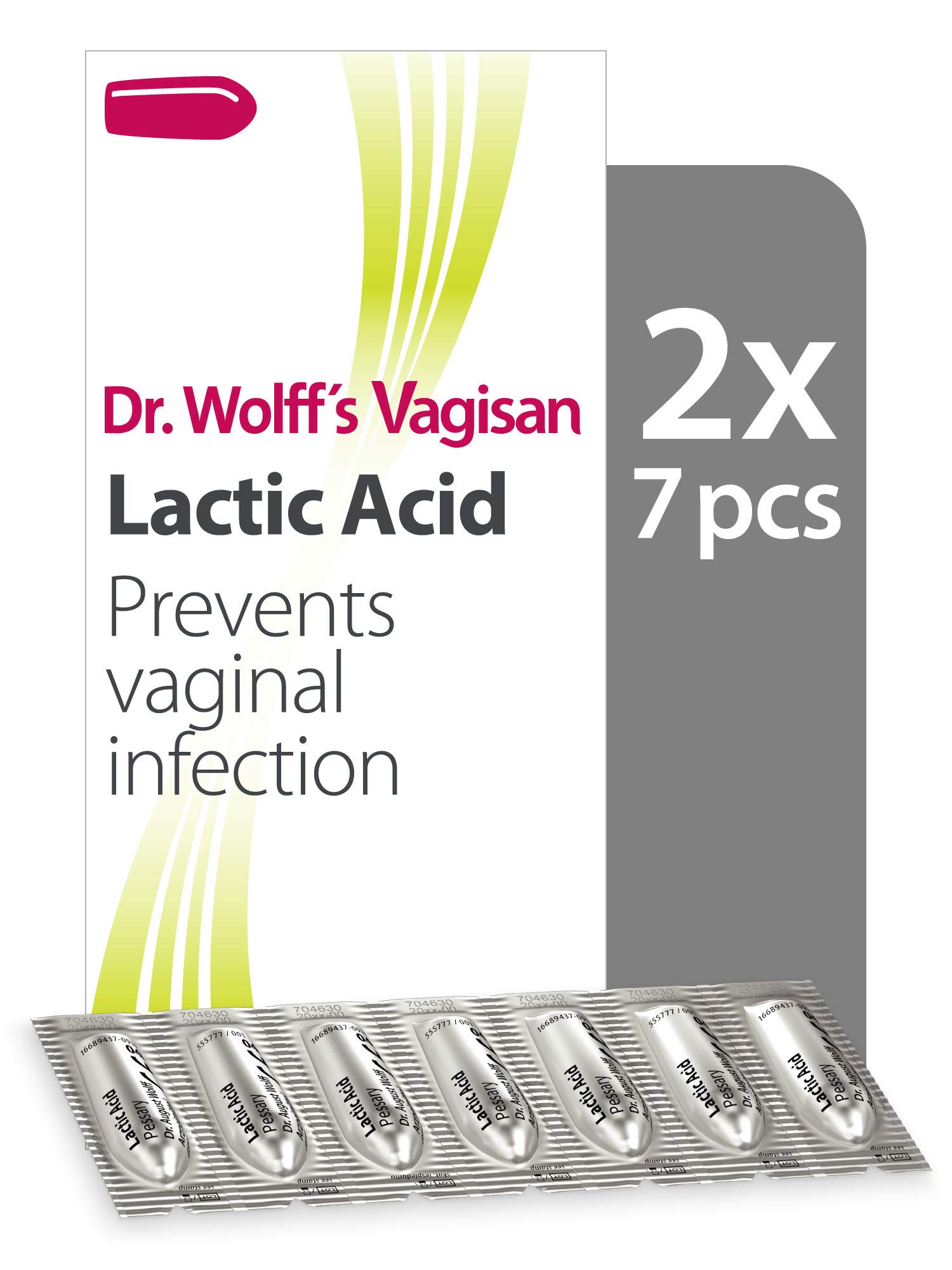 Dr. Wolff`s Vagisan Ácido láctico que ayuda a prevenir las infecciones vaginales. Salud vaginal diaria e higiene íntima. También durante el embarazo y la lactancia. 2 x 7 unidades