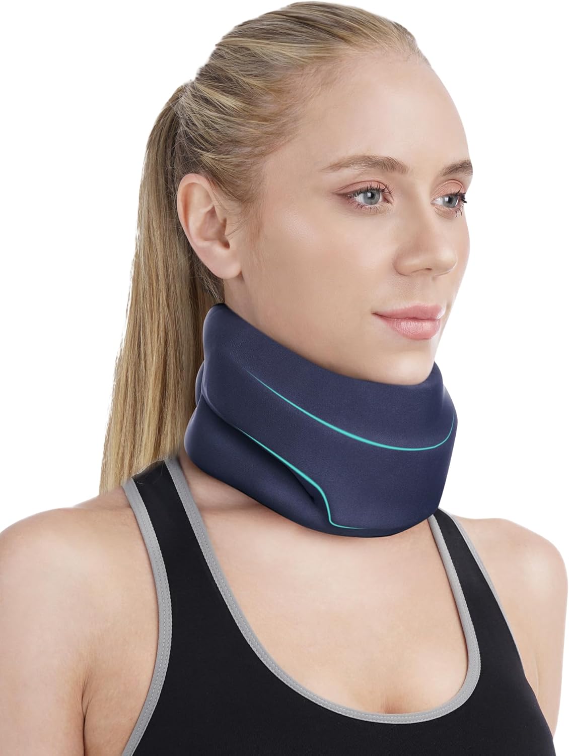 Collarín cervical para el dolor de cuello y el apoyo-espuma suave collarín para dormir,alineados para el alivio de la presión de la columna cervical (Medium)