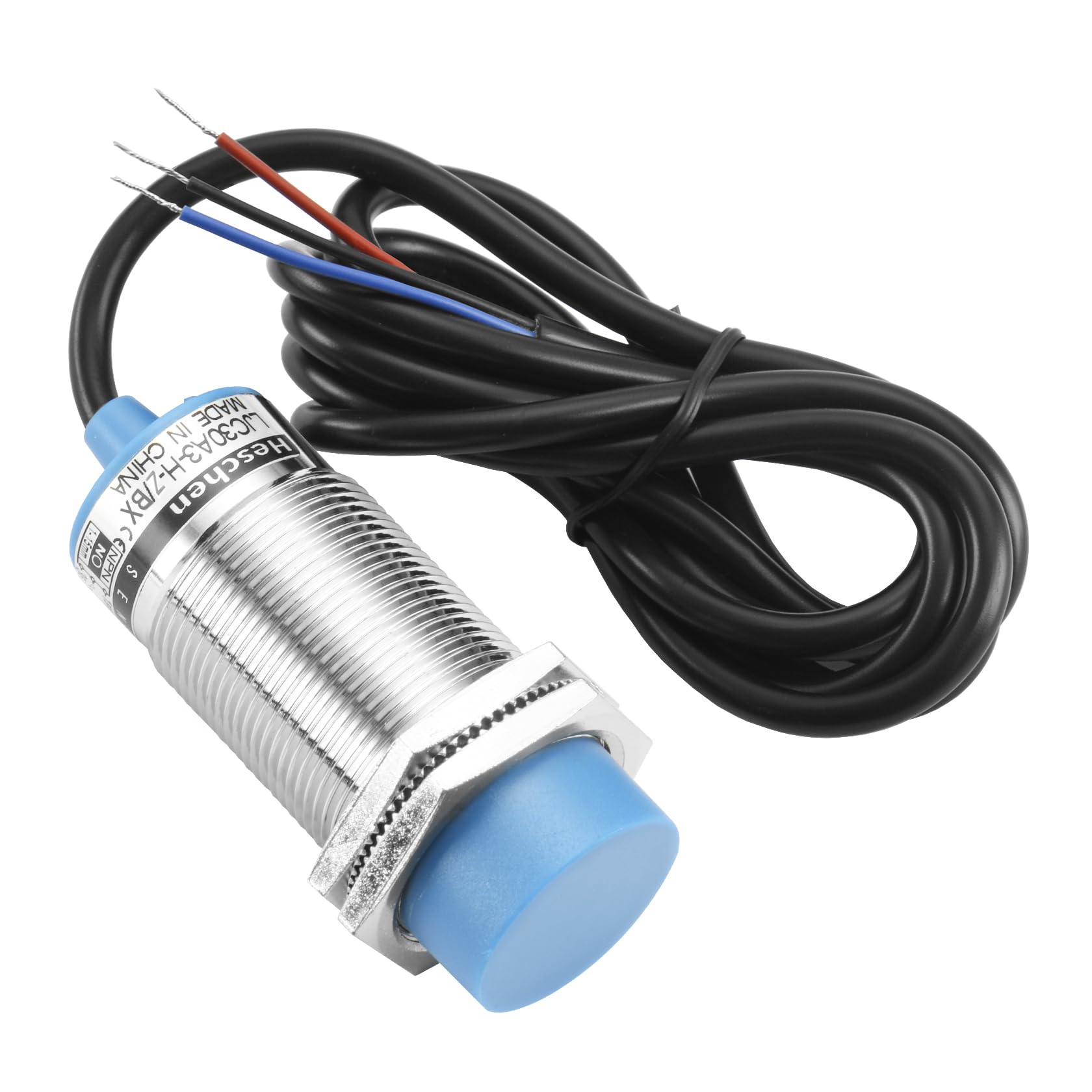 Heschen M30 sensor de proximidad capacitiva Interruptor, tipo no escudo, LJC30A3-H-Z/BX, Detección 1-15mm, 10-30VDC 200mA, NPN Normalmente abierto (NO), 3 cables