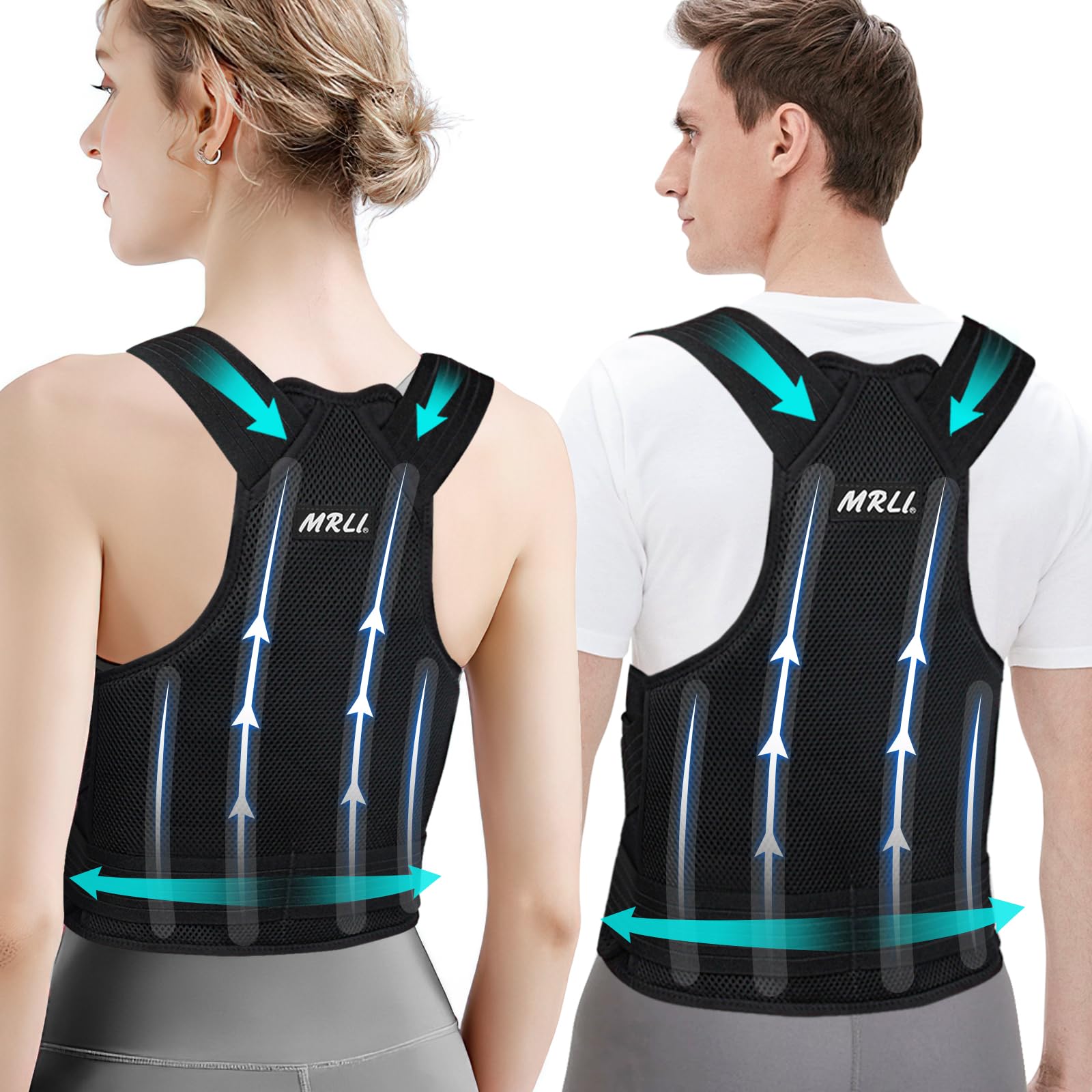 Corrector Postura Espalda Para Mujer: Hombres Espalda Recta Corrección Postural - Entrenador Lumbares Recto Transpirable y Ajustable invisible Negro S