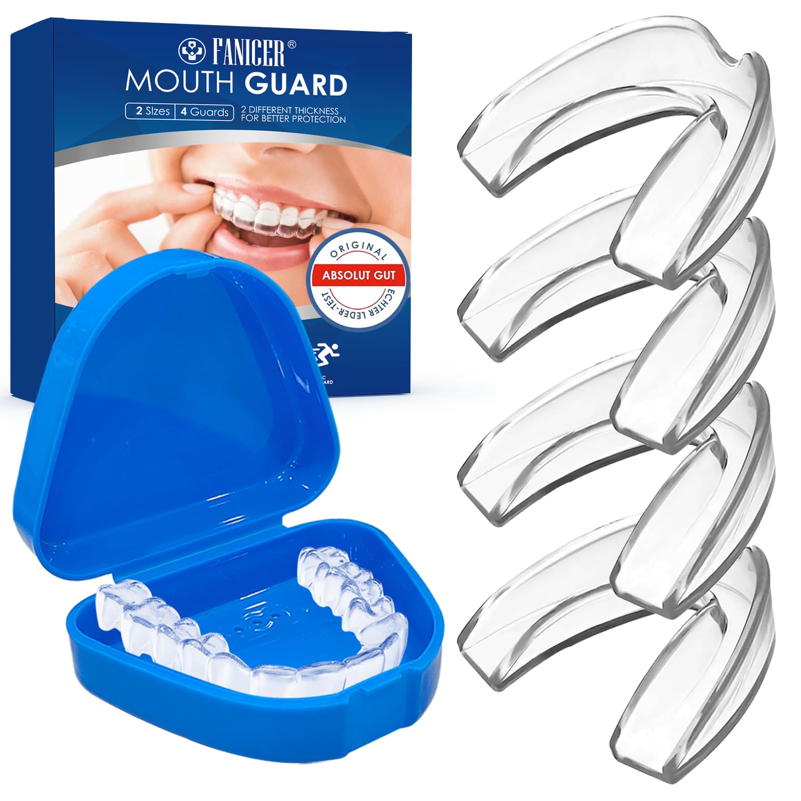 4 Piezas Férulas Descarga Bruxismo,Férula Dental Transparente para Dormir,Prevenir el Bruxismo, Dispositivos Anti Ronquidos para Detener Los Ronquidos, Reduce Ronquido, Unisex Adultos