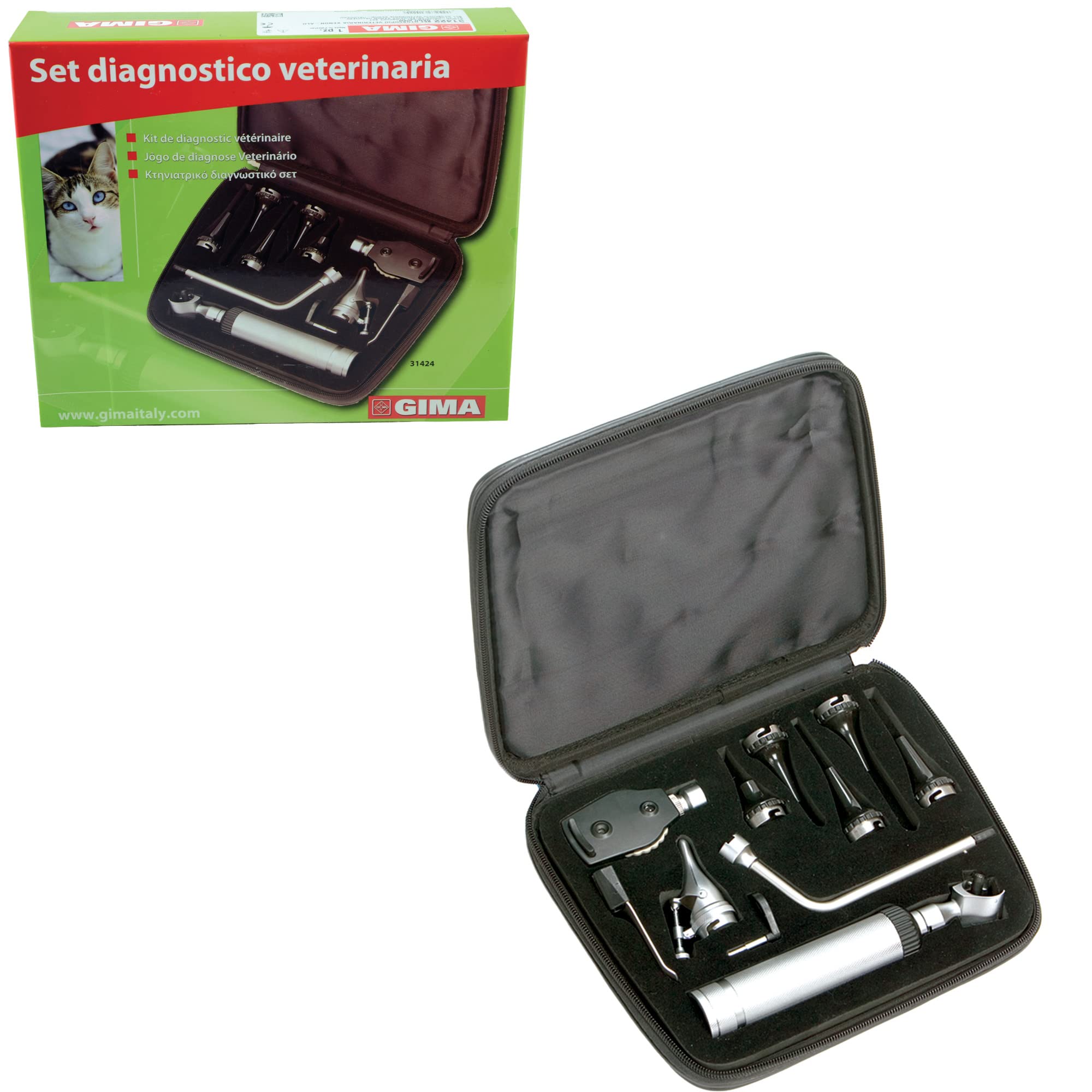 Gima - Equipo de diagnóstico veterinario halógeno de xenón, 5 espéculo esterilizable en autoclave con diámetros de 2,5 a 9 mm, 31424