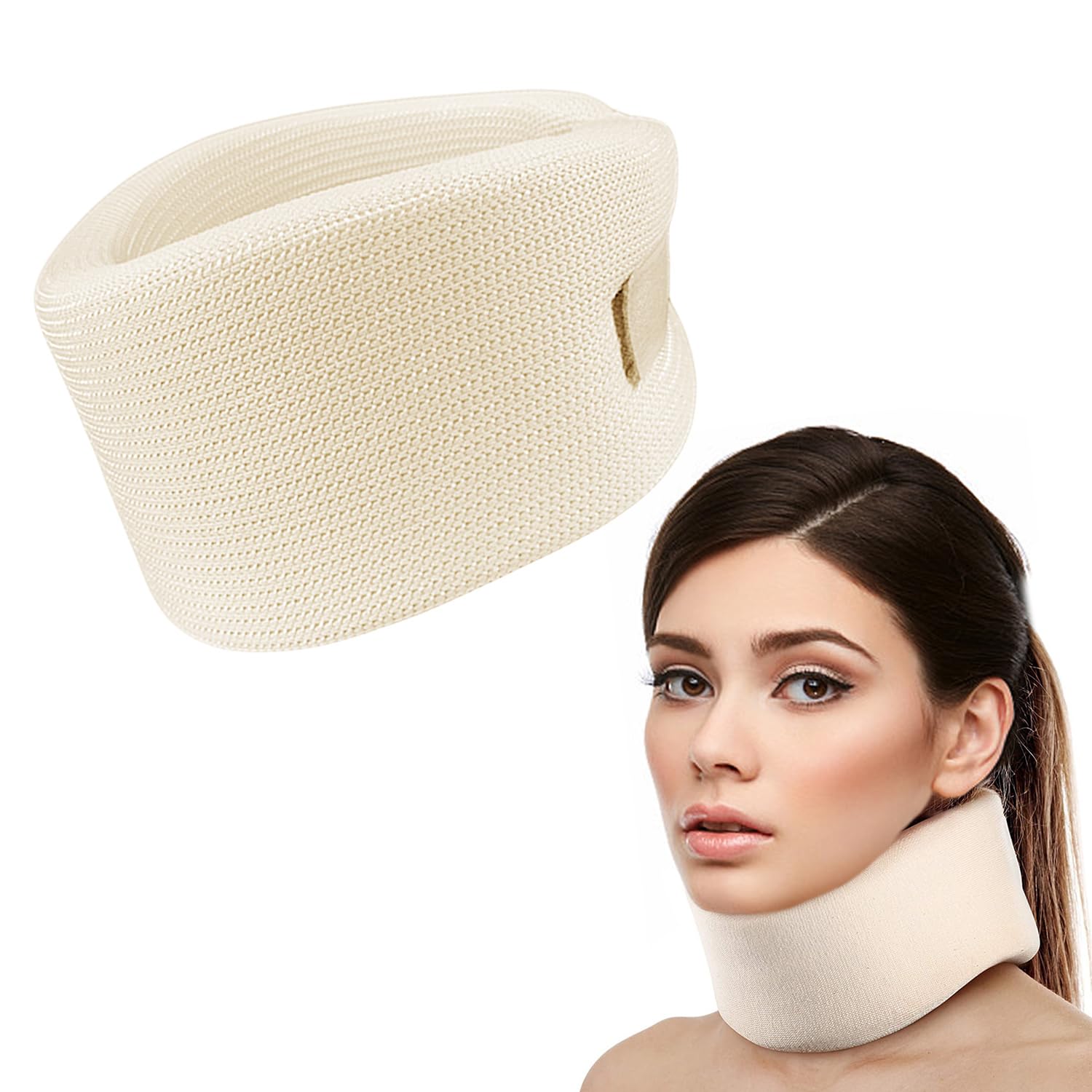 1 collarín cervical, soporte para el cuello, soporte cervical, cuello de esponja suave, protector de columna cervical, soporte para el cuello