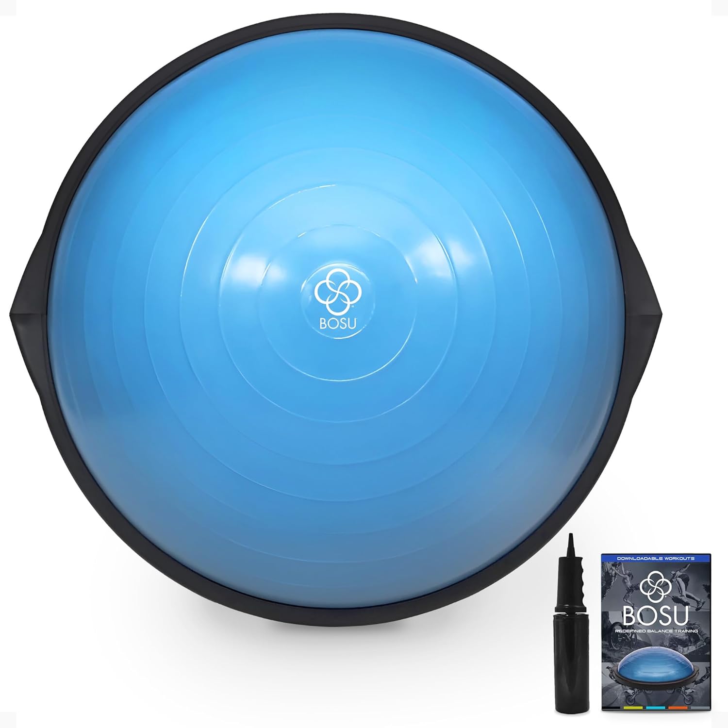 BOSU 72-10850-2BB Equipo de gimnasio en casa Entrenador de equilibrio para equilibrio, fuerza, flexibilidad, cardio, núcleo y entrenamiento de cuerpo entero, 65 cm (azul)