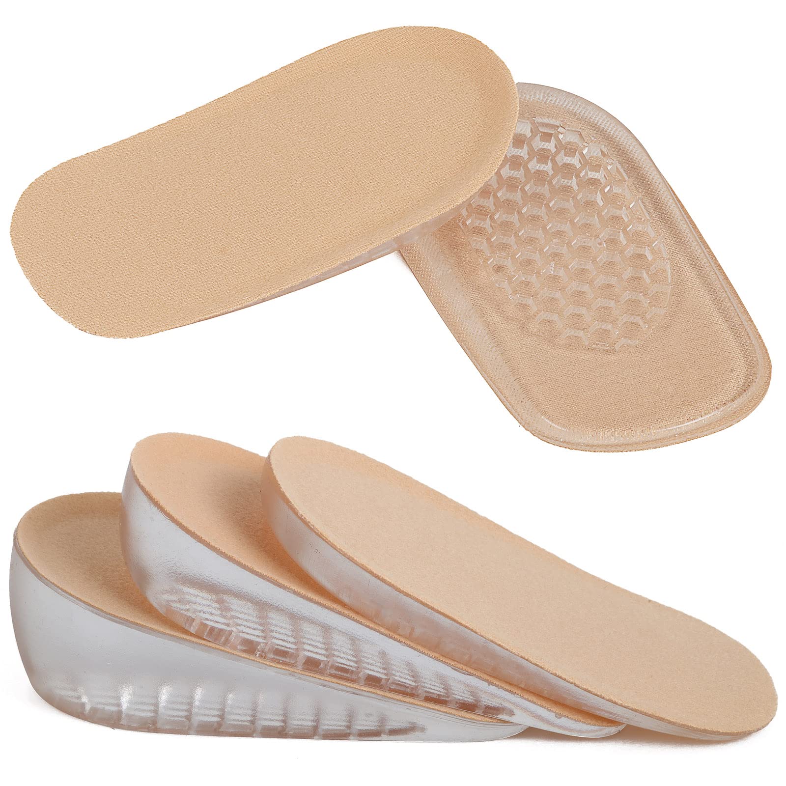 Olukssck 1 par Plantillas de Gel para Aumento Altura, Plantillas para Crecer Invisibles para Mujeres y Hombres, Absorción de Impactos, Altura 1cm, 2cm, 3cm(L para hombres, altura:1 cm, caqui)