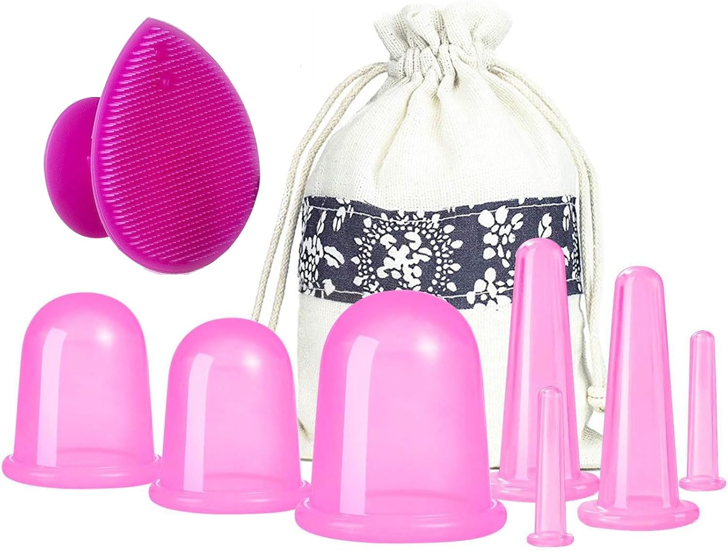 Juego De Terapia De Ventosas De Silicona, Juego De Ventosas Faciales De 8 Piezas, Terapia De Ventosas, Ventosas De Silicona Copa Anti Celulitis para Masaje, Ventosas Al Vacío, Ventosas De Celulitis
