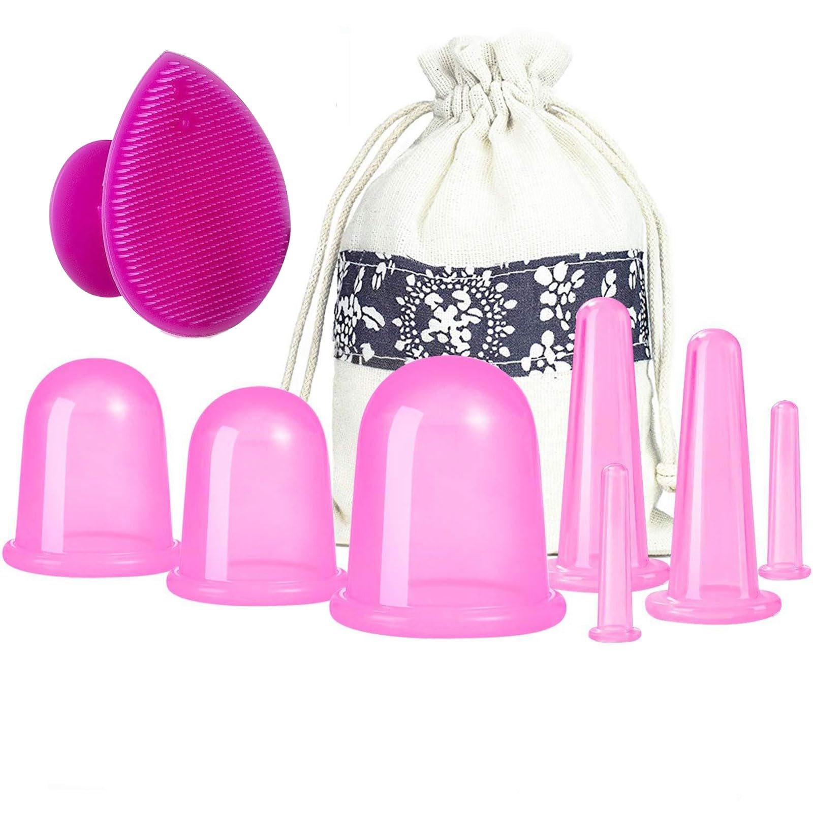 Juego De Terapia De Ventosas De Silicona, Juego De Ventosas Faciales De 8 Piezas, Terapia De Ventosas, Ventosas De Silicona Copa Anti Celulitis para Masaje, Ventosas Al Vacío, Ventosas De Celulitis