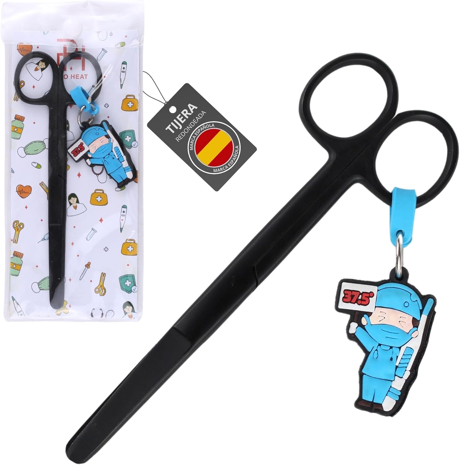 Ph Pro Heat Tijeras Enfermeria Punta Roma para Primeros Auxilios de Acero Inoxidable - Tijeras Pico de Pato para Enfermera Profesionales - Accesorios Enfermera y TCAE para Vendajes.