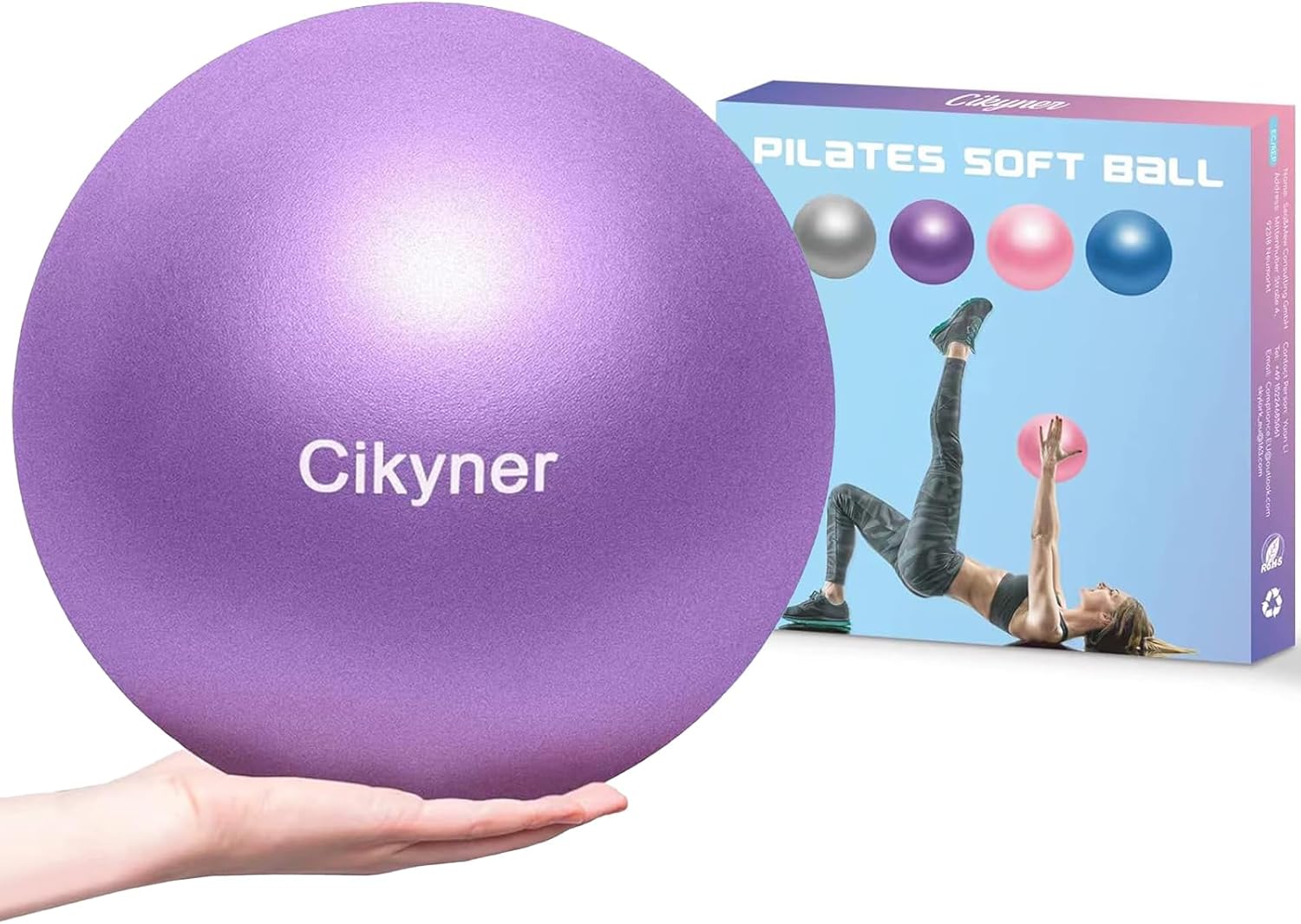 Cikyner Pelota Pilates Blanda, Pelota de Ejercicio pequeña 23-25cm Mini Pelota de Gimnasia con Pajita Inflable Adecuado para Pilates, Yoga, Entrenamiento de Cuerpo Completo y Mejora del Equilibrio.