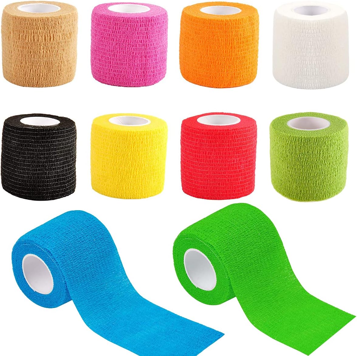 Annhao Vendaje Cohesiva, 10 Rollos Vendas Protectoras de Piel Autoadhesivas Tape Vendas Elásticas para Deporte Respirable Proteger los Dedos de Tobillo y Muñeca - 10 Color 5cm x 4.5m