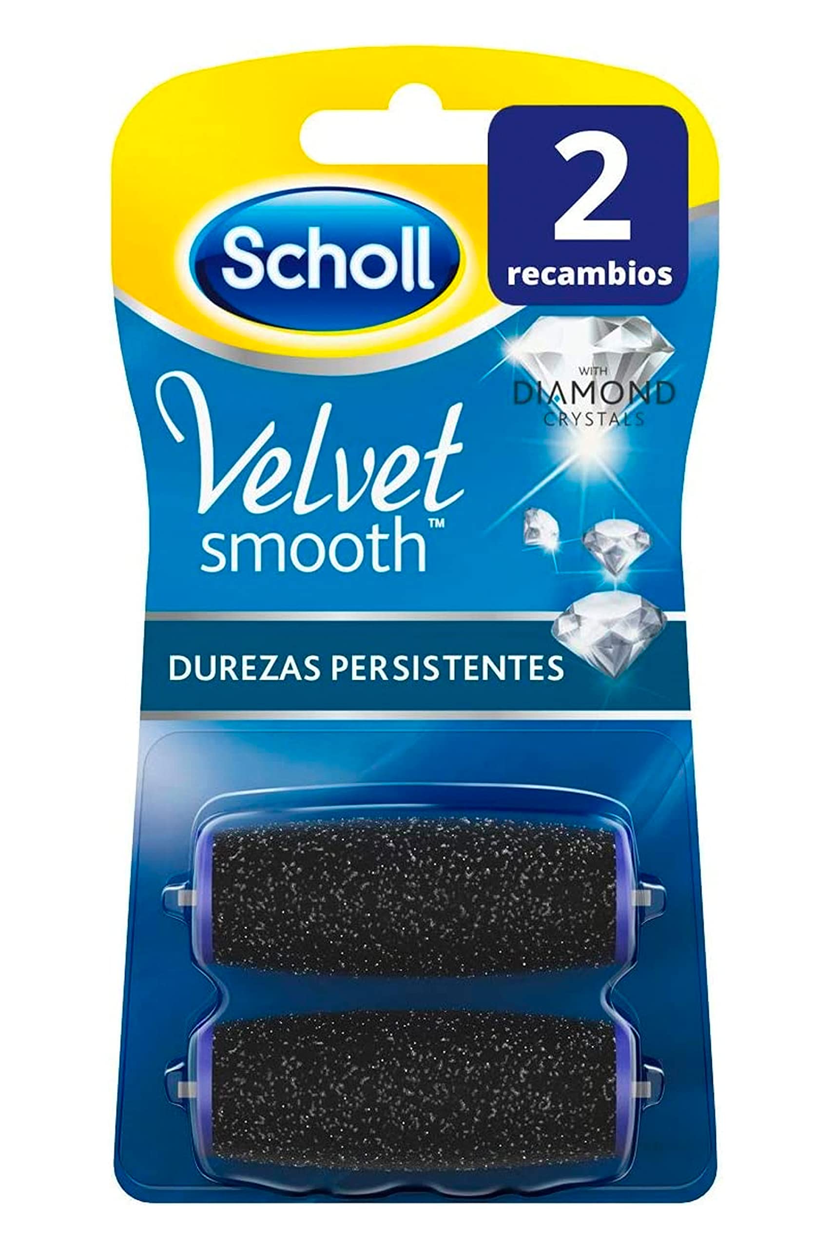 Scholl Velvet Smooth, Recambio Lima para Pies, Recambio Durezas Persistentes, Negro, 2 Unidades