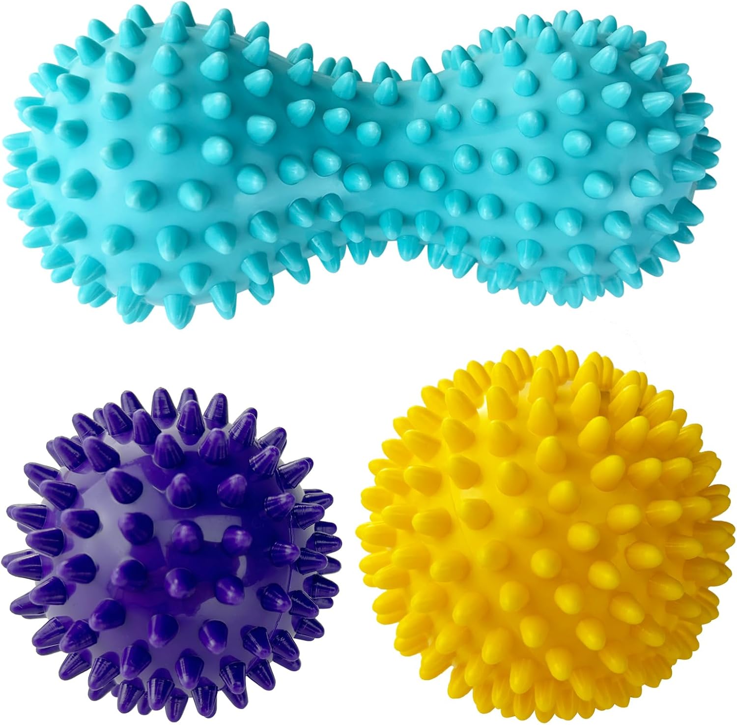 Nutabevr 3 pcs Pelota Masaje Muscular con Pinchos para aliviar Dolores musculares, herramienta de masaje Miofascial, Massage Balls para Rehabilitación, triggerpoint Diferentes Grados de dureza