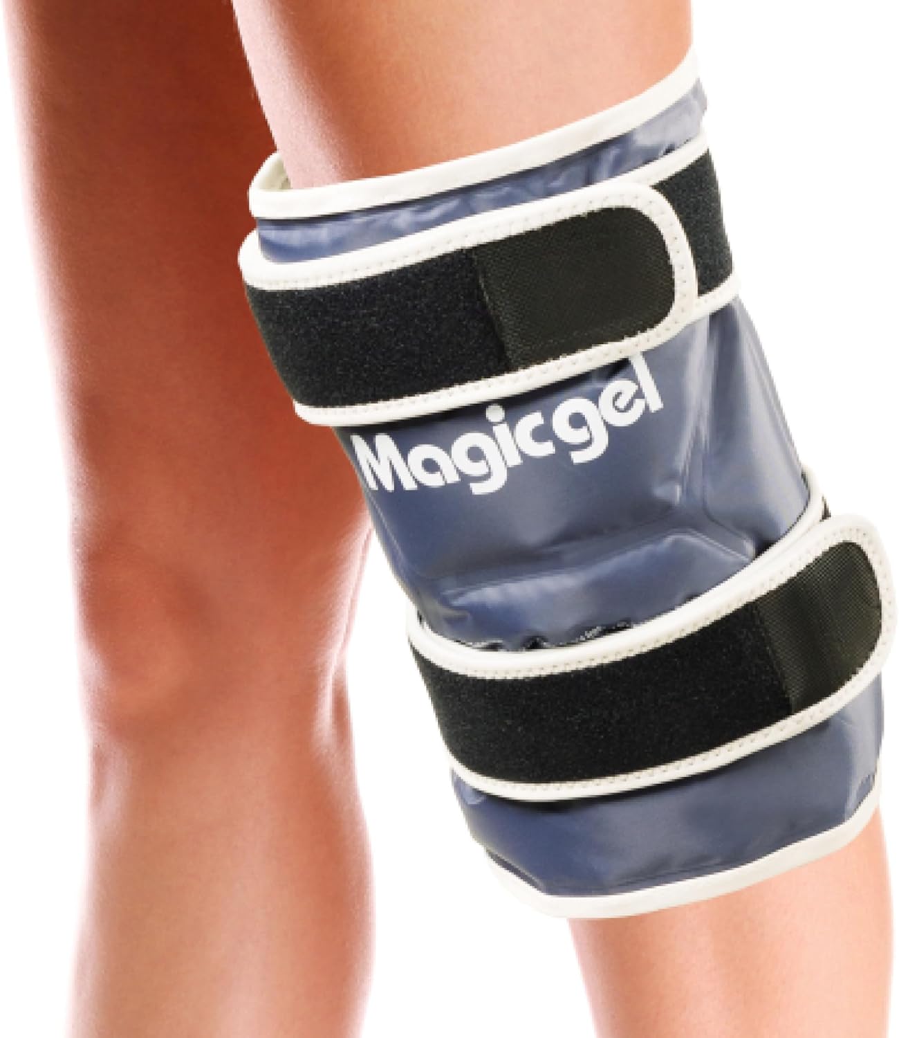 Magic Gel Bolsa Hielo Lesiones Rodilla - Compresa Gel Frio Rodilla con Cintas Ajustables - Bolsa Frio para Lesiones de Rodillas Cobertura 360º - Ice Pack Frío Se Mantiene 25 Mins