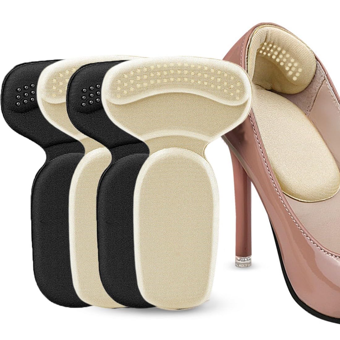 4 Pcs Taloneras de Silicona para Zapatos - Almohadillas de Talón para Reducir el Tamaño del Zapato y Ajustar Zapatos Grandes - Plantillas de Talón para Mayor Comodidad en Zapatos de Tacón