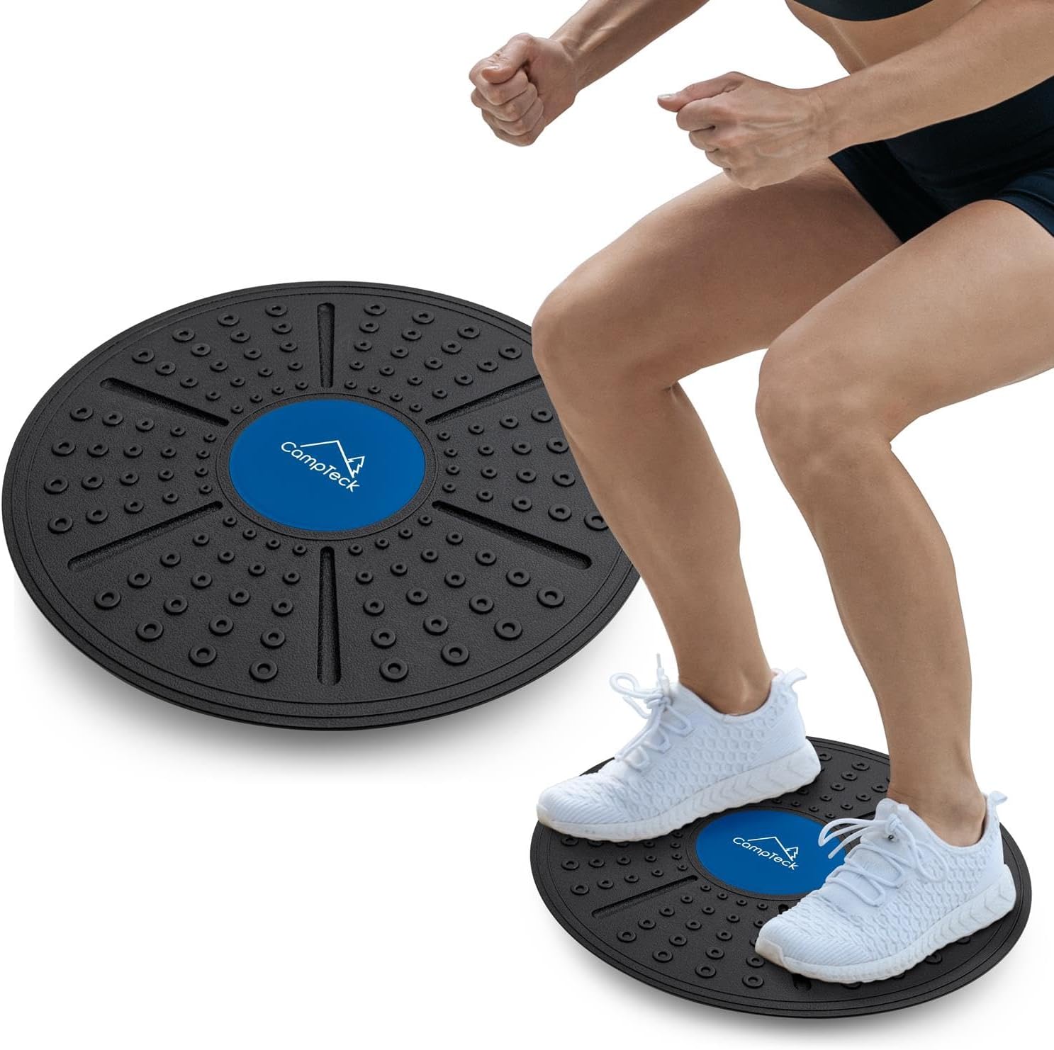 CampTeck U7258 Tabla Equilibrio Fitness, Wobble Balance Board, Plato Inestable Equilibrio, Fuerza - Negro