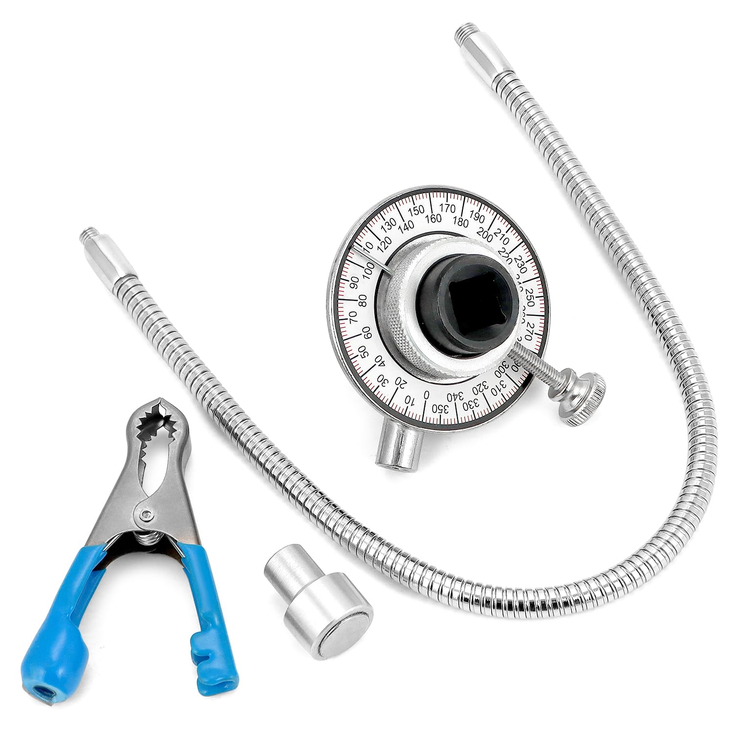 QWORK® Goniometro Llave Dinamometrica 1/2" Goniómetro de Imantado, Medidor de ángulo de Torsión para Llave de Torque