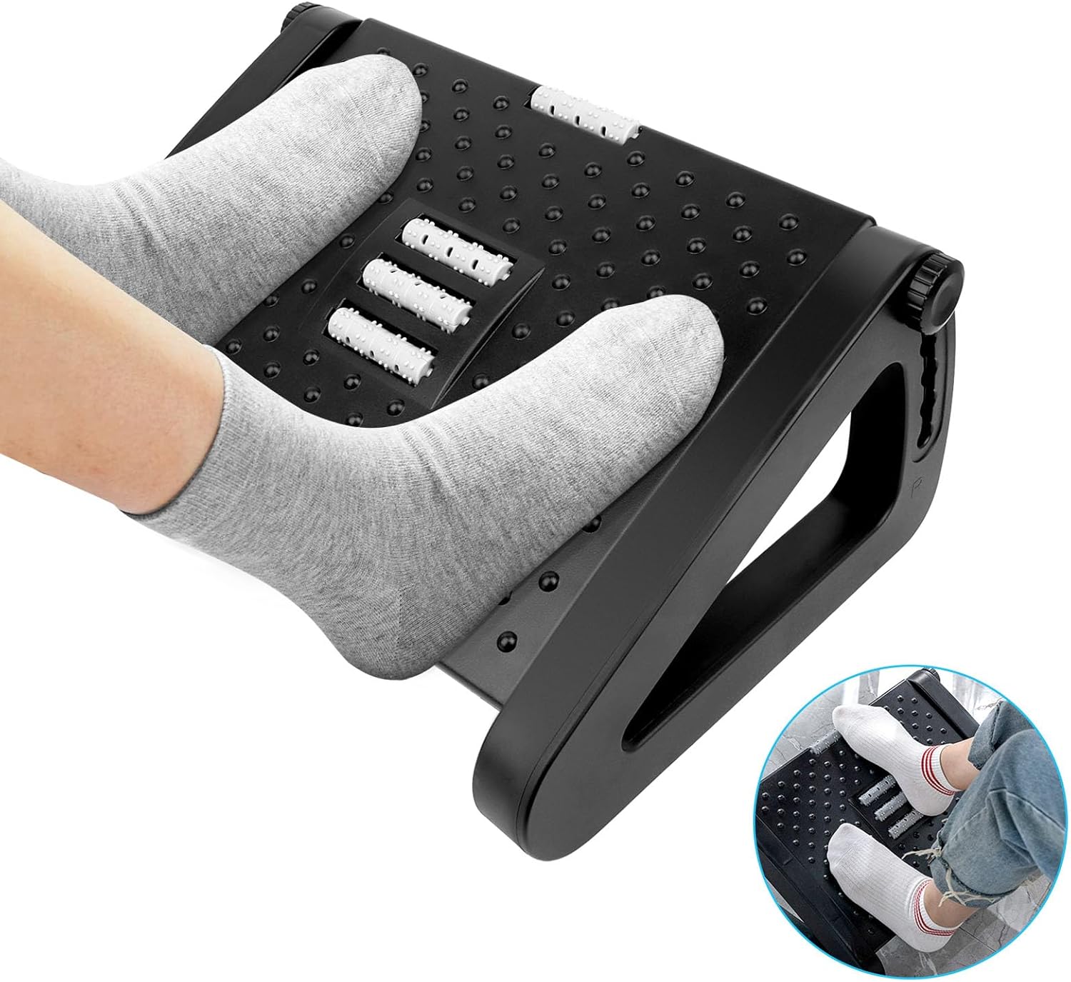 VFANDV Reposapies de Oficina, Reposa pies Reposa pies Reposapies Escritorio Reposapiés Ajustable en 6 Niveles, Reposapiés Ergonómico para Oficina, Hogar, Viajes, Negro