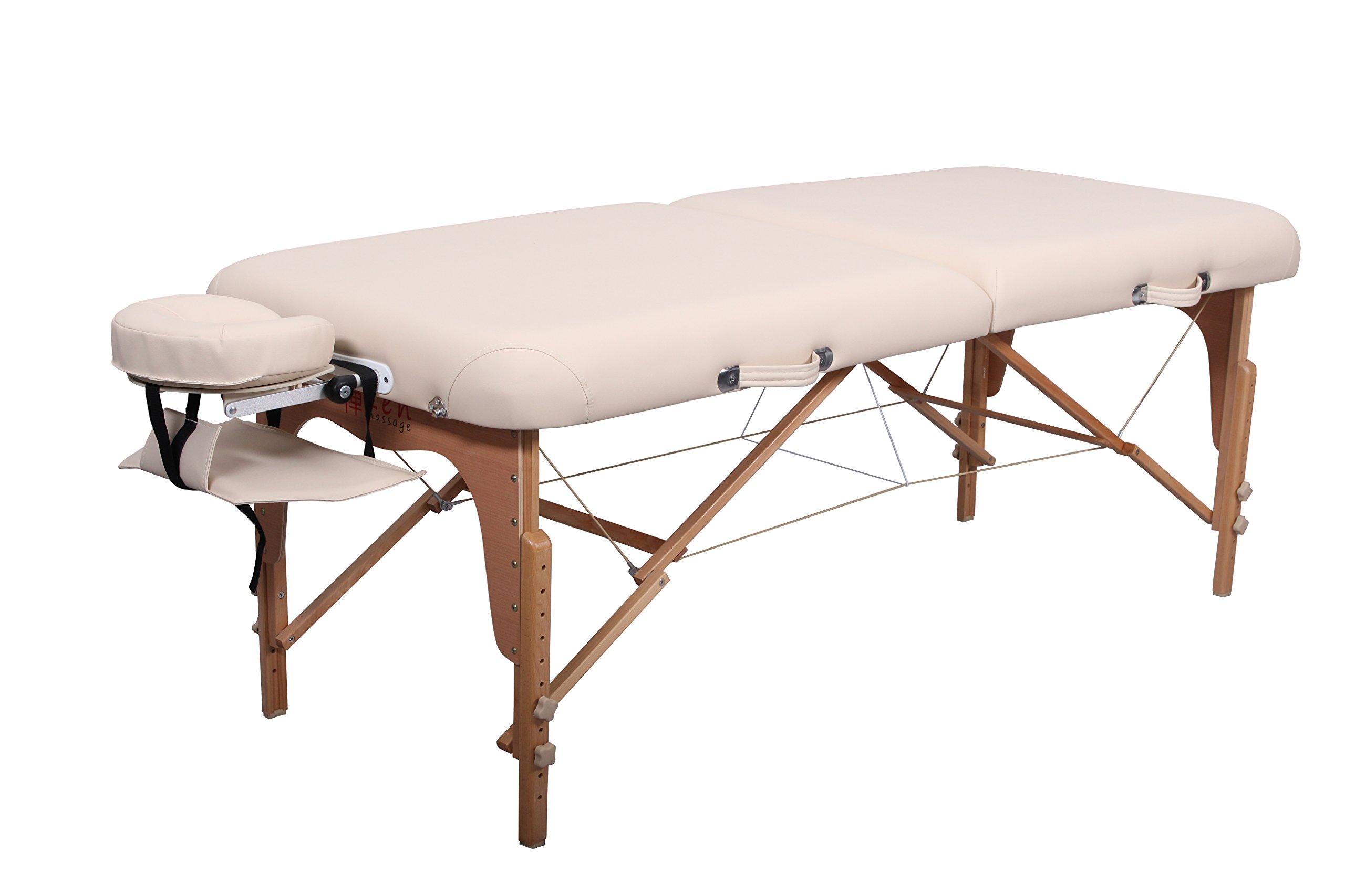 Zen – Camilla Masaje Plegable móvil de Esquinas Redondeadas Altura Regulable - Camilla estetica Madera Maciza para masajes Activos - Camilla Plegable con reposacabezas, reposabrazos y Bolsa Crema