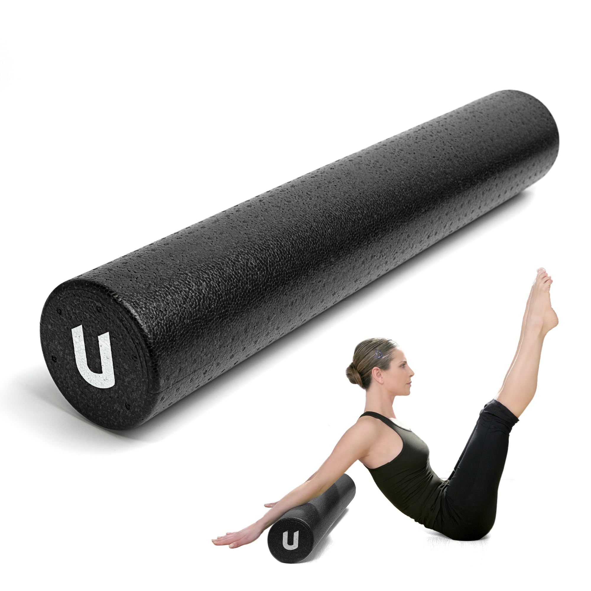 Rodillo Masajeador de EPP【90x15 cm】Cilindro de Espuma Dura para Terapia y Masaje Muscular, Fitness, Foam Roller Ligero de Alta Resistencia para Yoga, Pilates y Alivio de Tensiones (Negro)