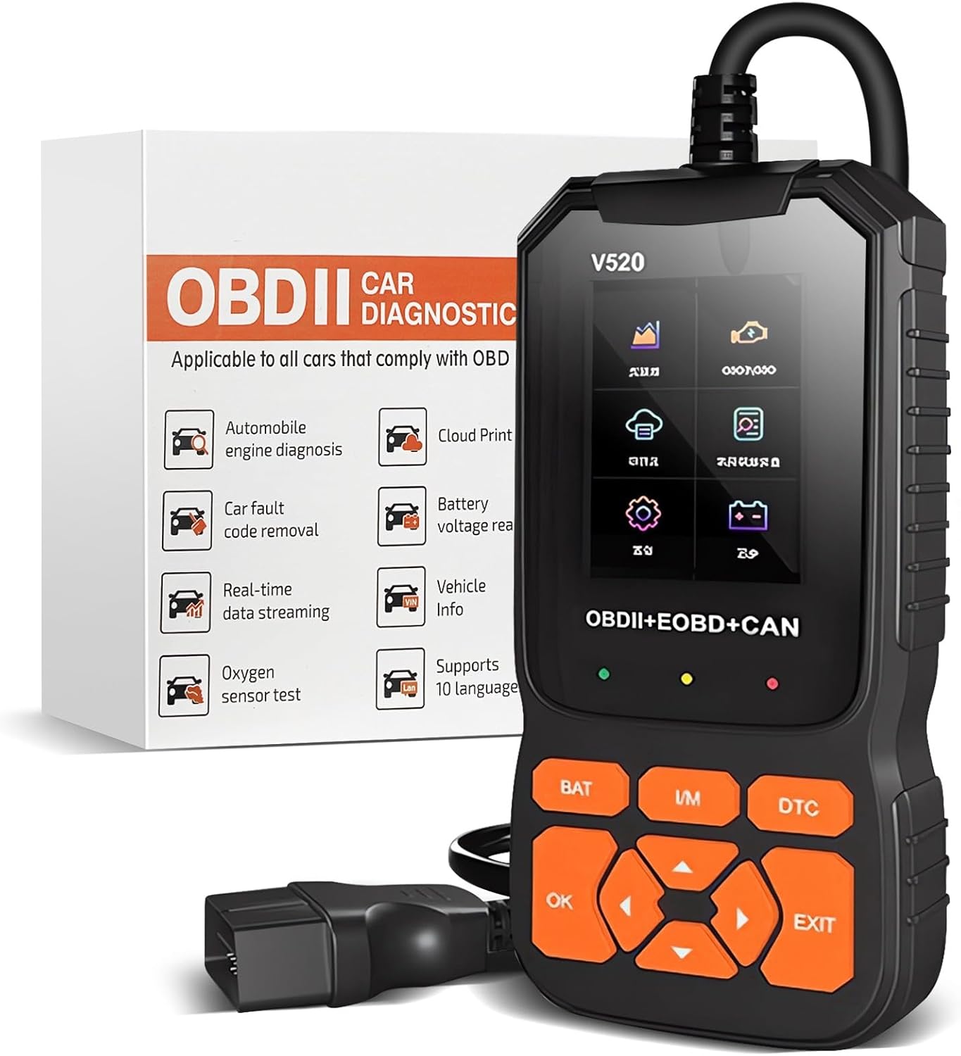 OBD2 Diagnosis Coche, OBD Scanner, Máquina Diagnostico para Coche Multimarca, Herramienta de Diagnóstico del Sistema del Motor, Maquina Escaner Compatible BMW Mercedes Audi