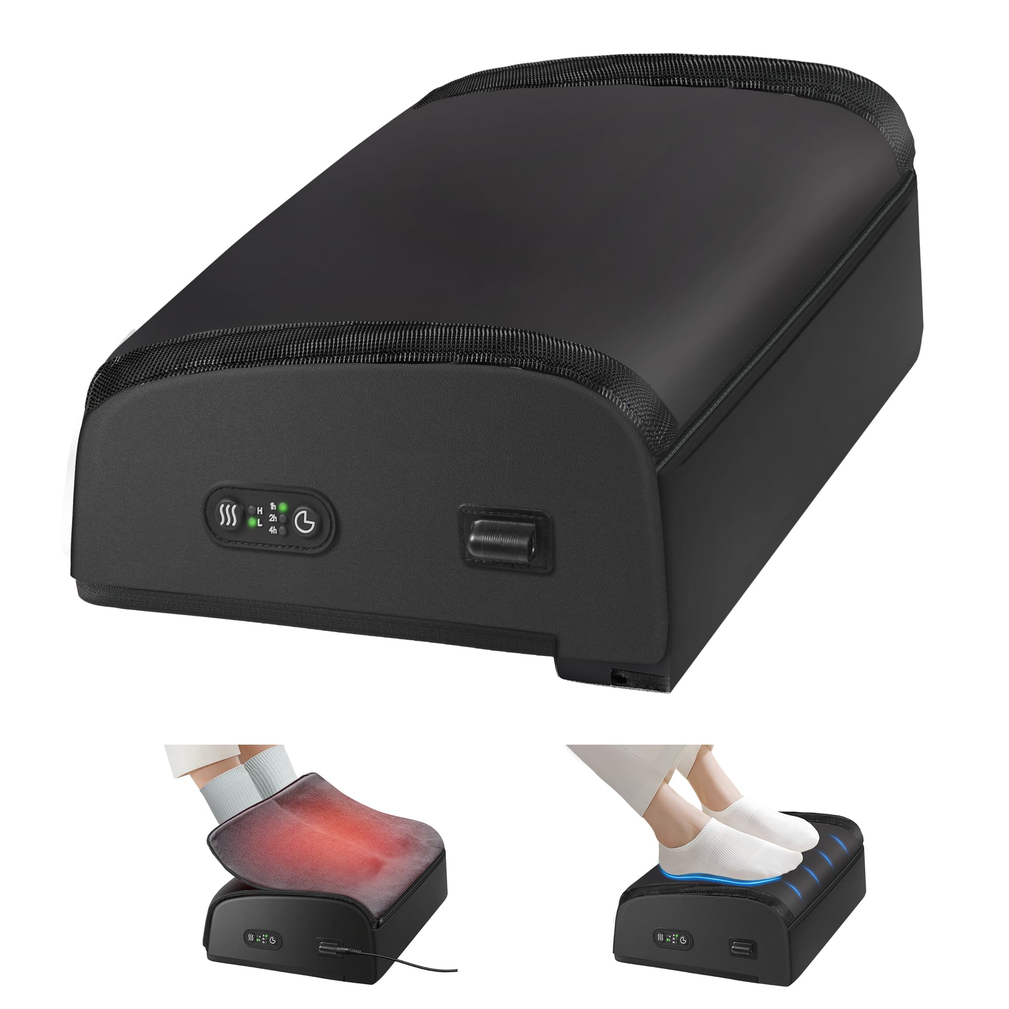 Comfier Reposapiés con calefacción regulable en altura, calentador de pies, reposapiés con espuma viscoelástica, calentador de pies y plantilla de apoyo para oficina y hogar, regalos