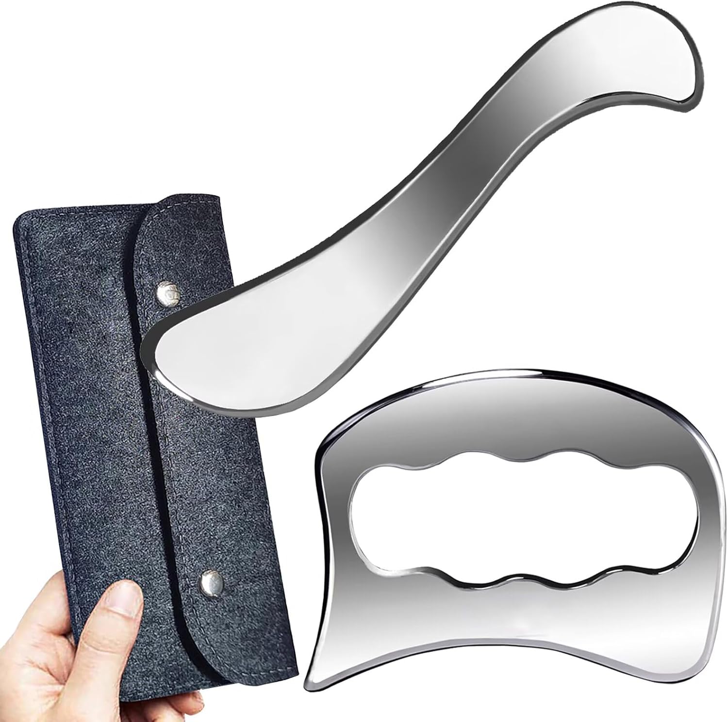 Juego de herramientas de raspado muscular de acero inoxidable 2 en 1, herramienta de raspado de masaje Gua Sha, herramienta IASTM para cosas de terapia física de tejidos blandos, utilizada