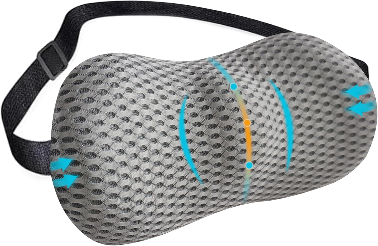 Cojín Lumbar Ergonómico Viscoelástico – Soporte Lumbar Coche Oficina Gaming – Funda 3D Transpirable Lavable – Alivio Dolor Espalda Baja & Mejor Postura (Gris)