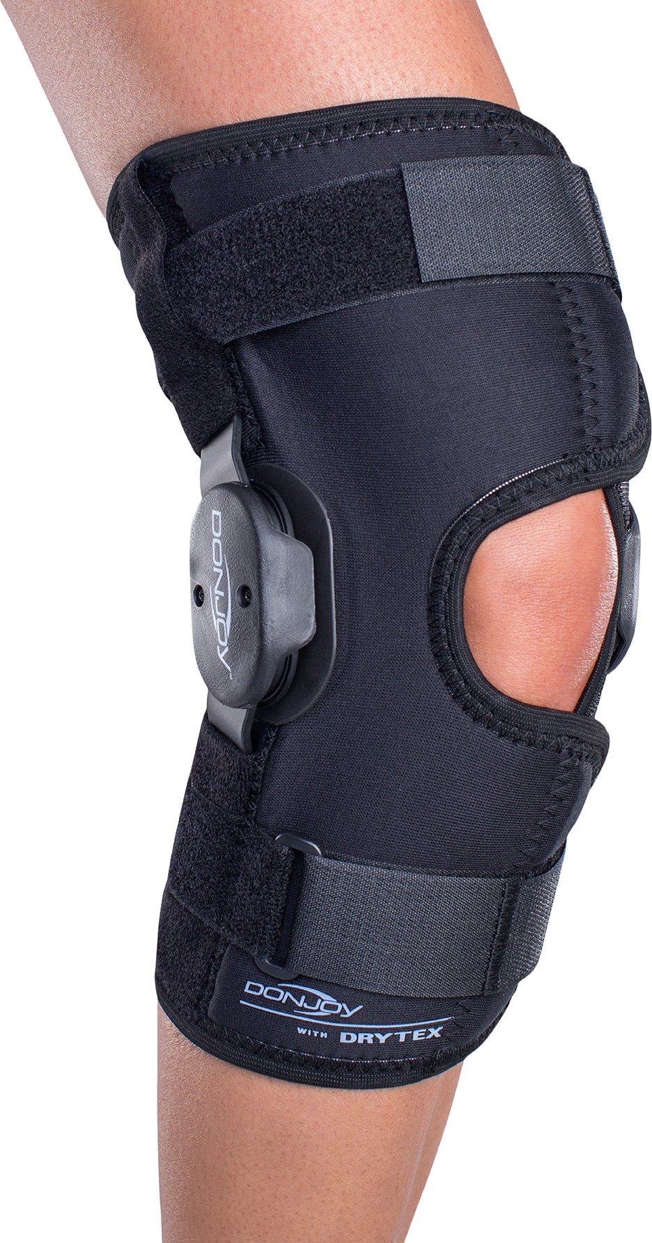 DonJoy Deluxe Rodillera con bisagras, Drytex Wrap Alrededor, Open Popliteal, XS