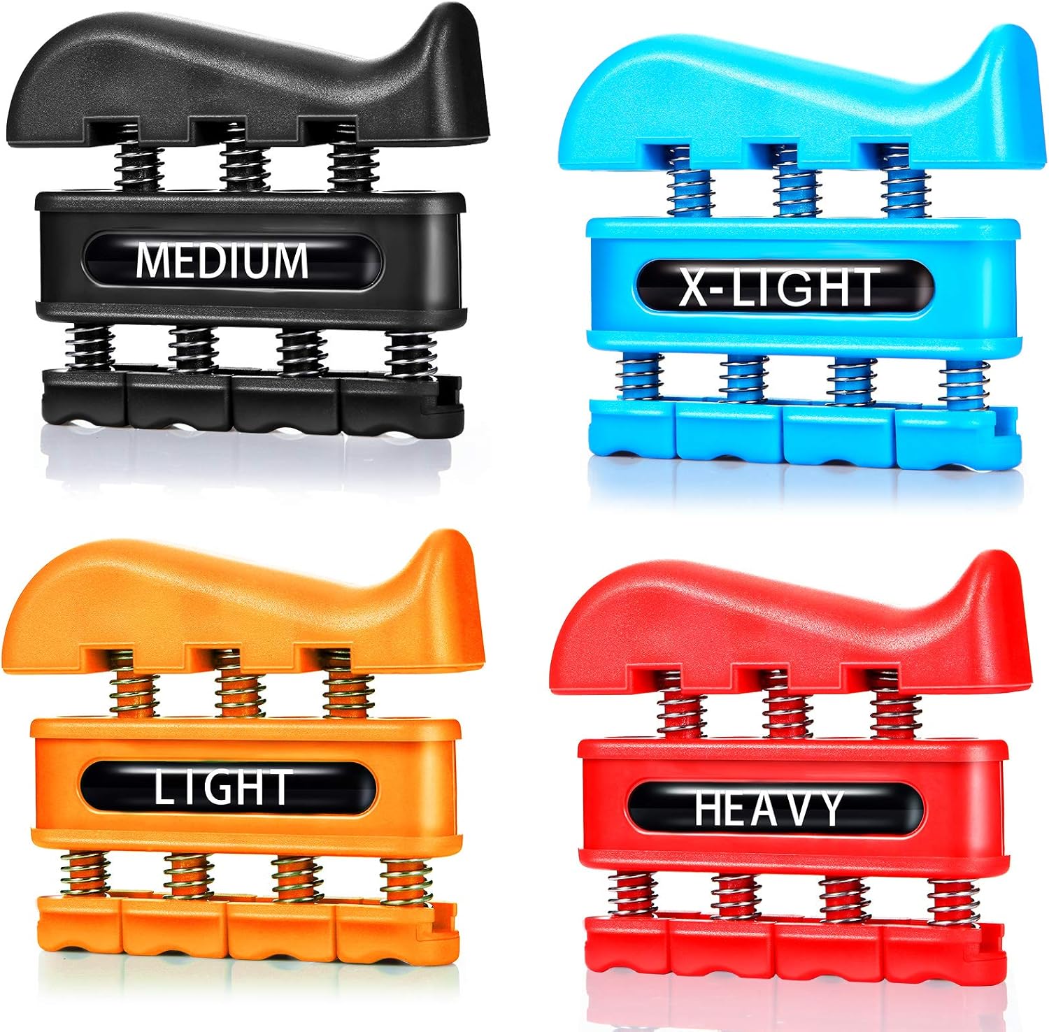 4 Piezas Fortalecimiento de Dedo Ejercitador de Mano Ejercitador de Dedo de Primavera Herramienta de Ejercicio de los Dedos para Práctica de Guitarra Rock Formación de Escalada y Terapia Física