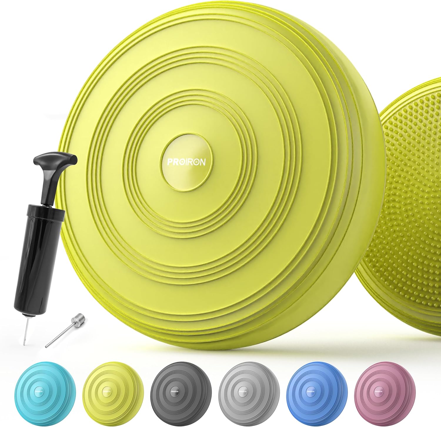 PROIRON Cojín de Equilibrio y Yoga Antideslizante de 33cm con Bombín de Aire, Propioceptivo e Hinchable, Soporte Lumbar, Core Balance Disc Trainer para Fitness, Pilates