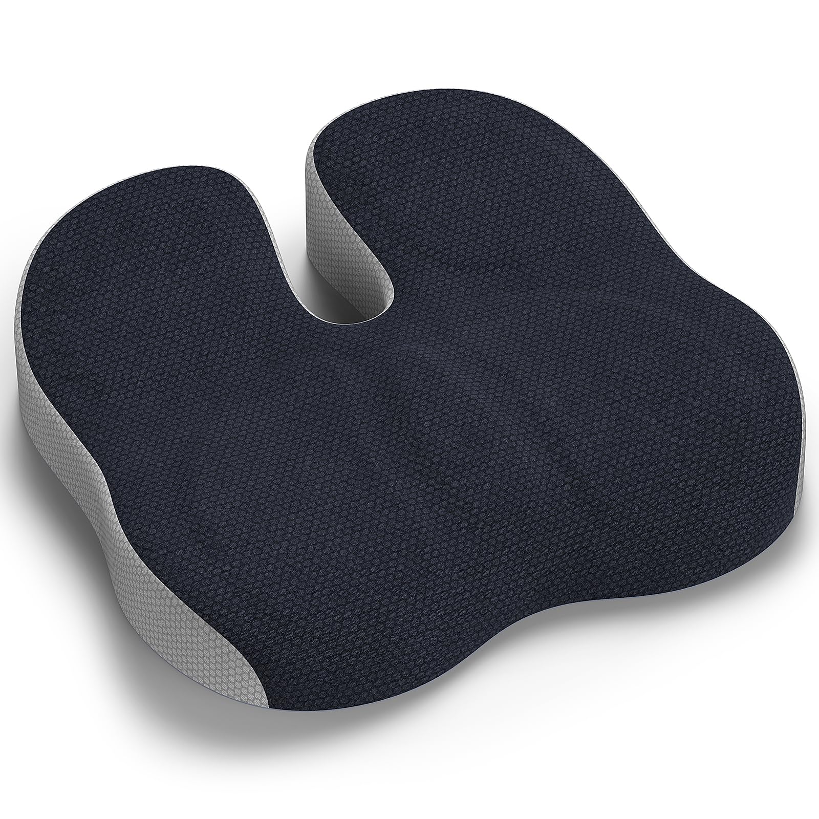 Juspota Cojin Silla Oficina, Cojin Ortopedico para Coxis y Lumbar, Cojín de Asiento Ergonómico de Espuma con Memoria, Cojin Coxis Alivio del Dolor para Coche Ruedas Gaming - Gris Oscuro