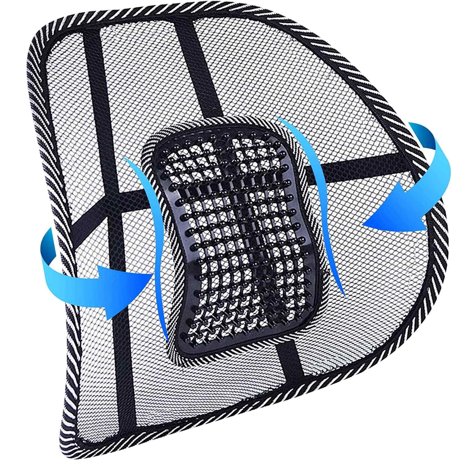 AUTOZOCO Soporte trasero para silla de oficina, Cojín Lumbar Silla para Silla de Oficina o Coche, Soporte Lumbar de Malla, Alivio del Dolor espalda malas posturas sentado, con Correa Elástica