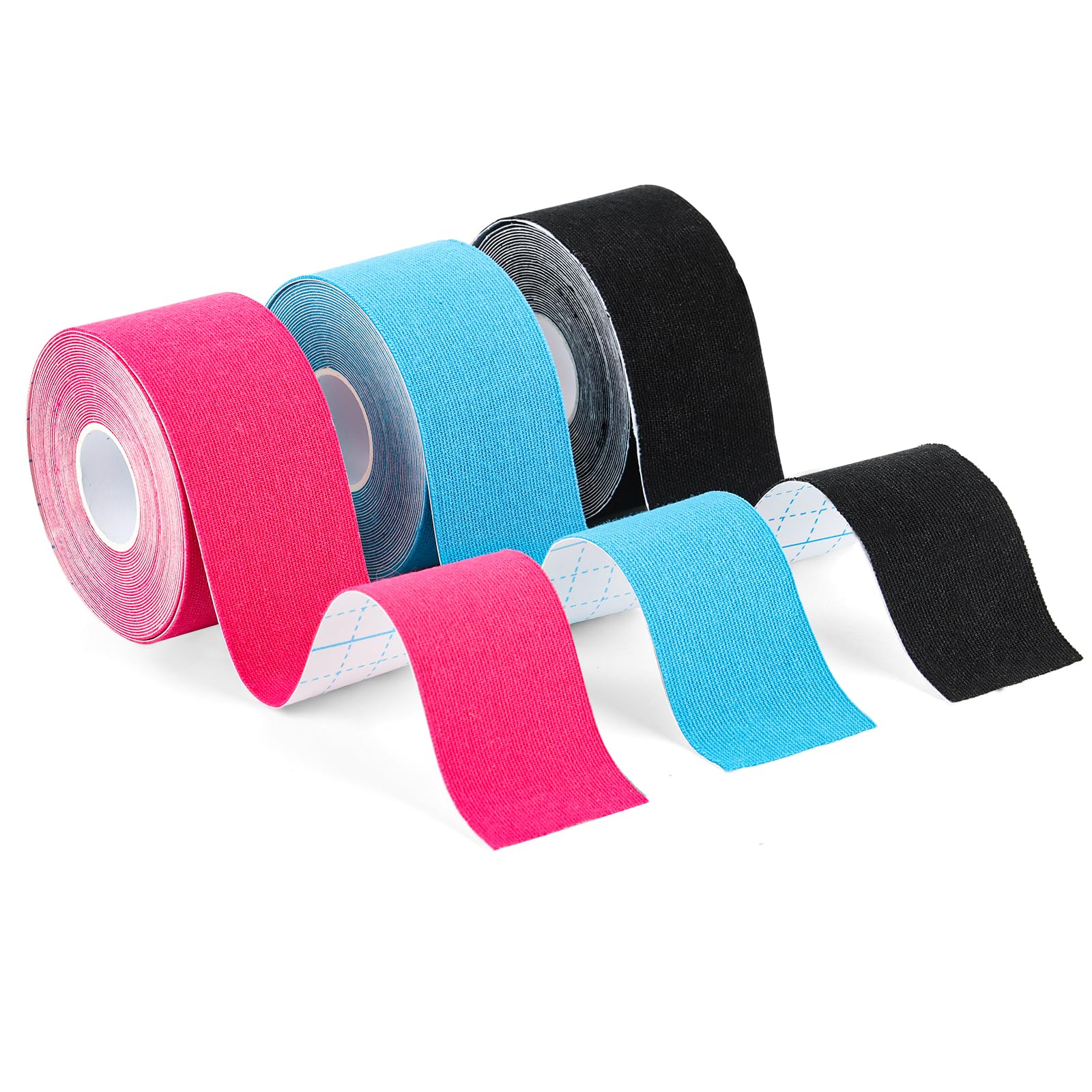 Kinesiotapes, 3 Rollos de Cinta Kinesiológica, Kinesiotape Physio Tape Profesional y Cinta Deportiva, Venda Neuromuscular adhesiva,Alivio dolor muscular, Elásticas, Impermeable, 5x3.8cm